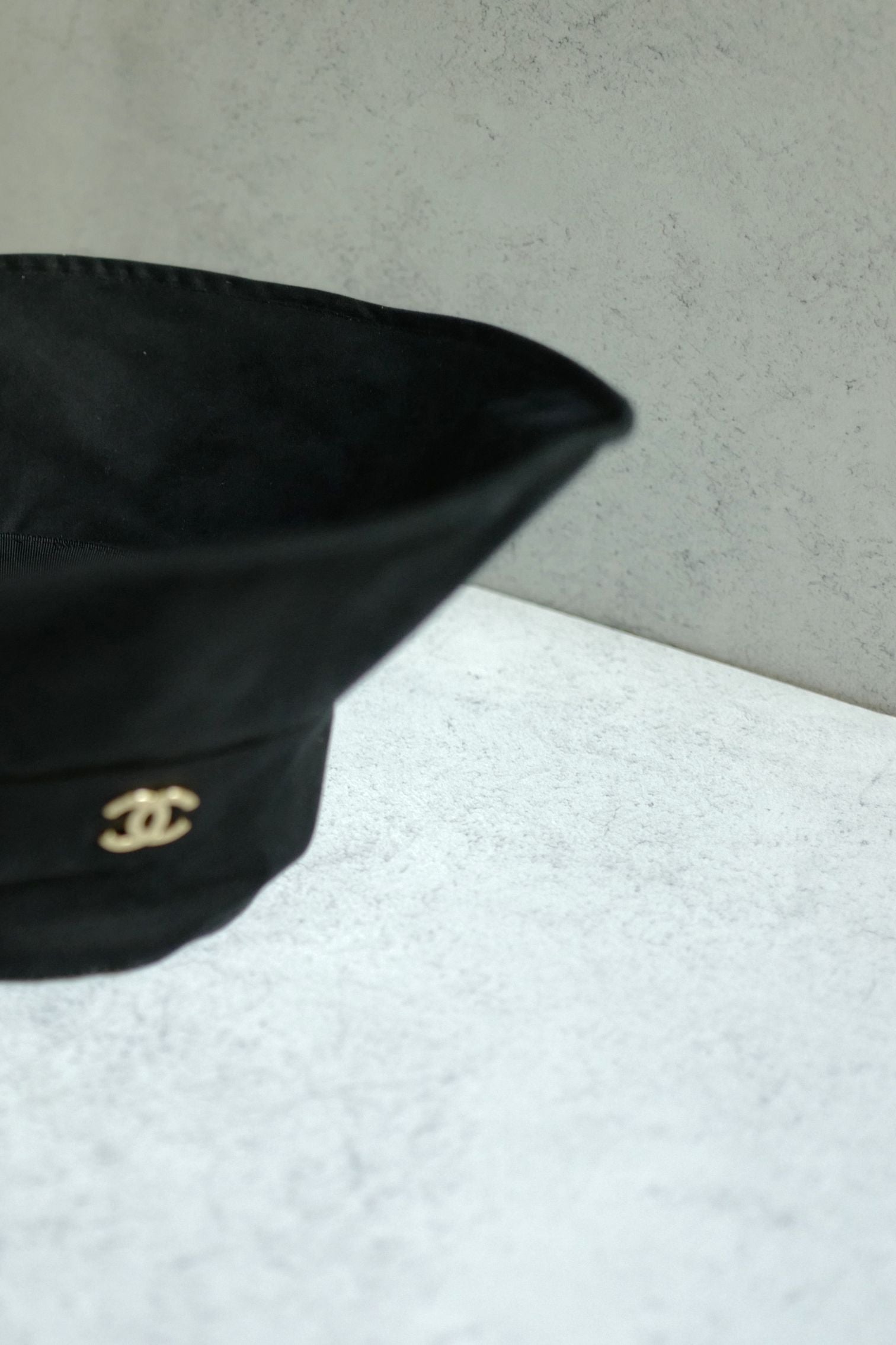 Chanel 26S Coco Beach Cloche Hat Black Cotton Metal Size S