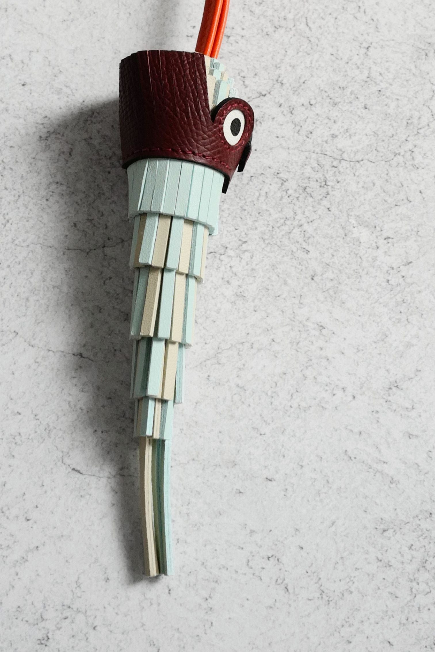 Hermès Charm Chouette Vert Peppermint/Craie /Feu /Rouge H /Blanc Lambskin