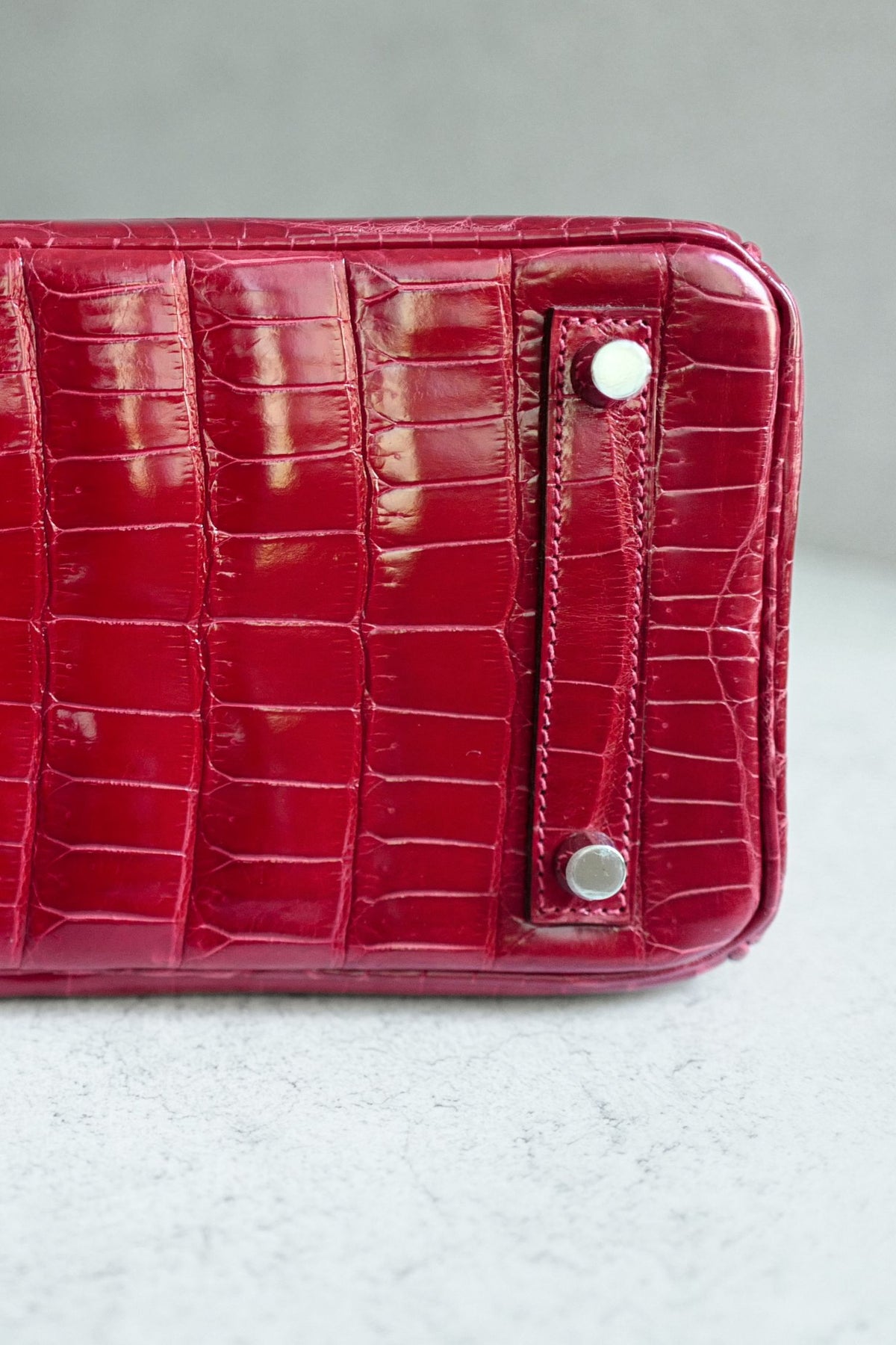 Hermes Birkin 25 Braise Shiny Niloticus Crocodile Palladium Hardware