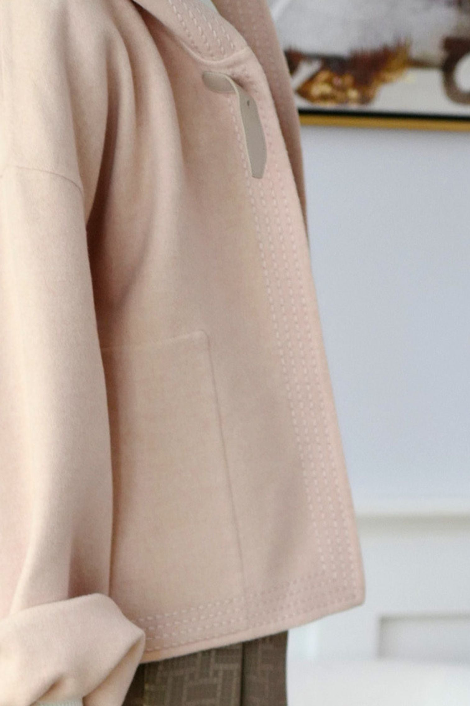 Hermès Paletot à Capuche Rose Palomino Cashmere Size 40