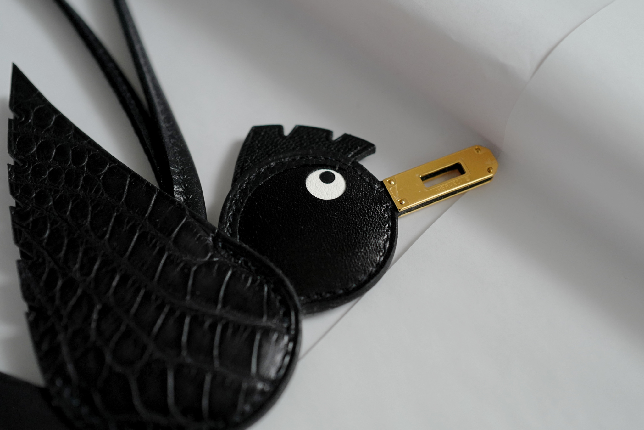 Hermès Birdy Charm Black Matte Alligator Epsom Calfskin Gold Hardware