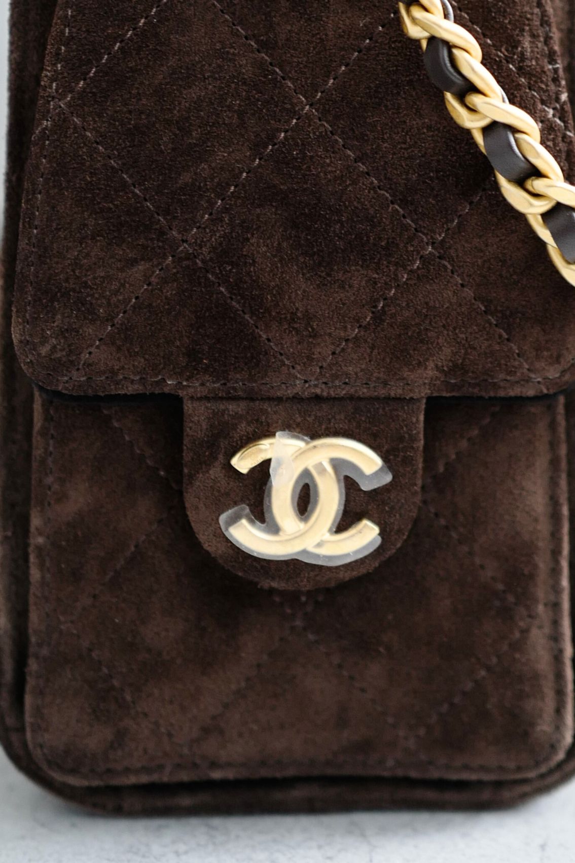 NEW Chanel 26C Mini Hobo Dark Brown Suede Gold Hardware