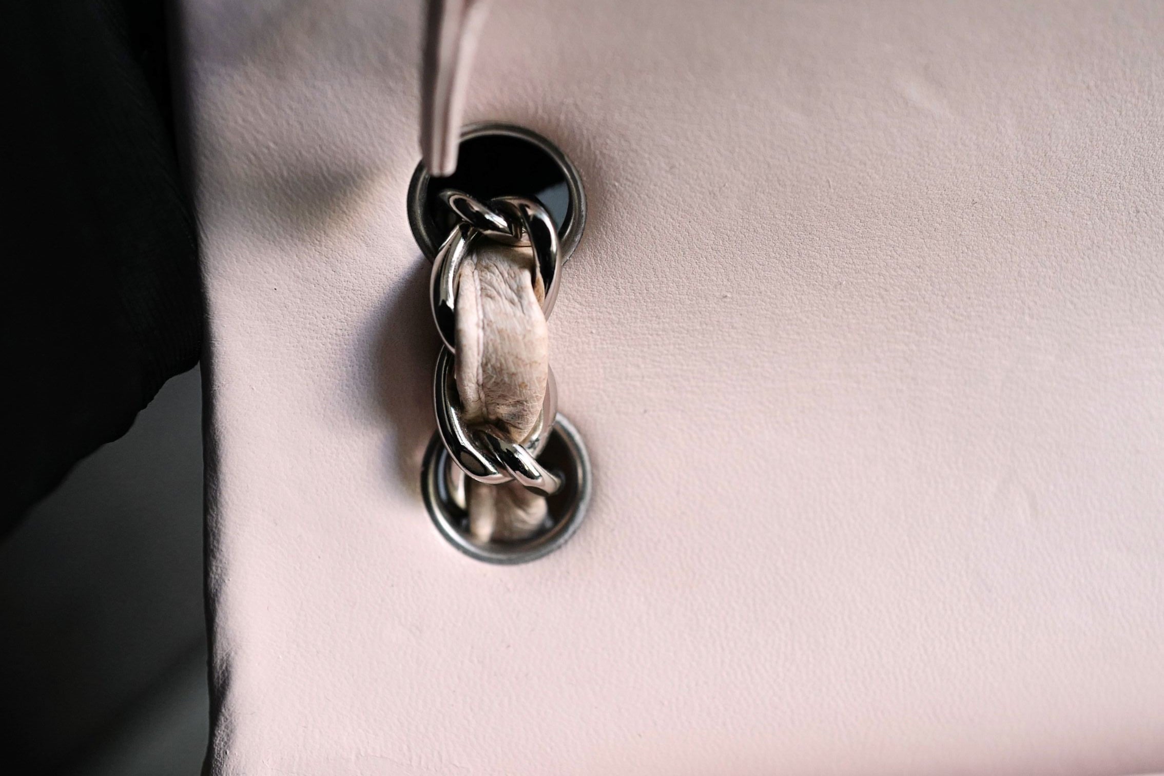 Preowned Chanel Jumbo Classic Flap in Baby Pink Rose Clair Lambskin #13