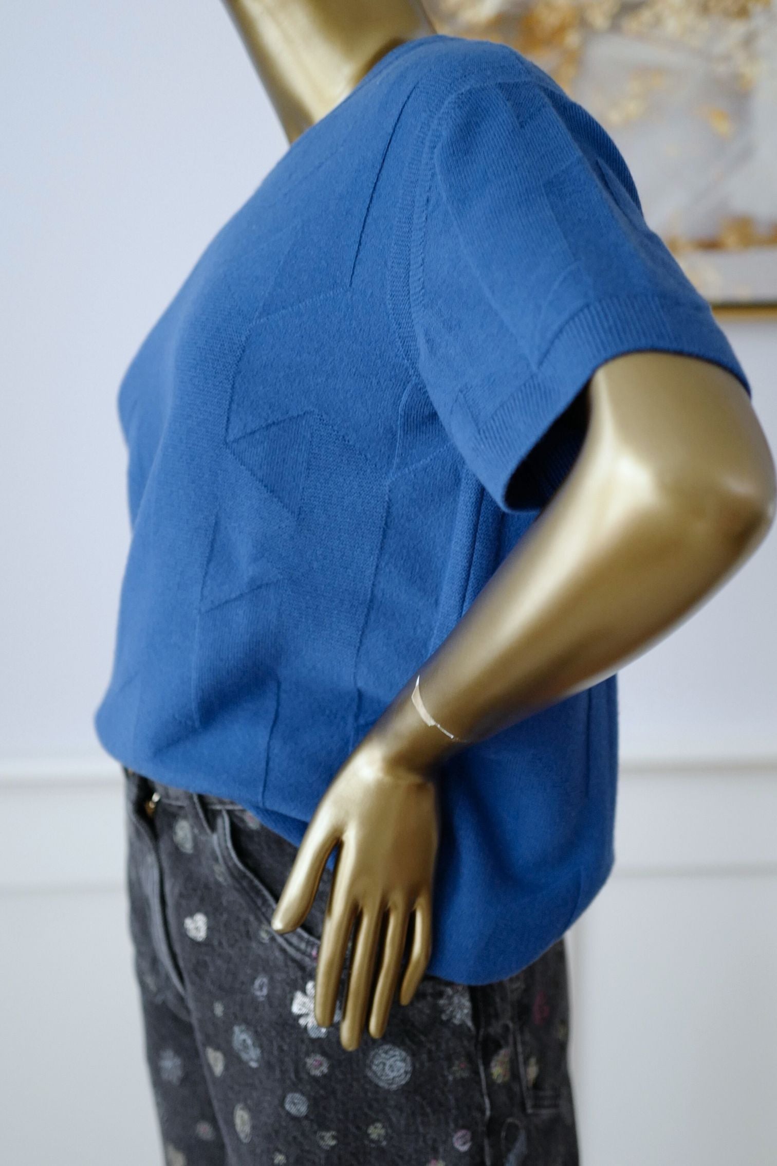 Hermès Pull Manches Longues Bleu Payne Size 38