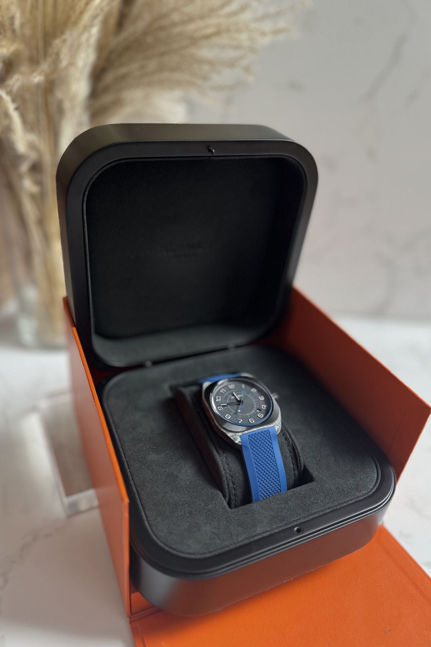 Hermès H08 Titanium Blue Edition Blue Rubber Strap 42 mm