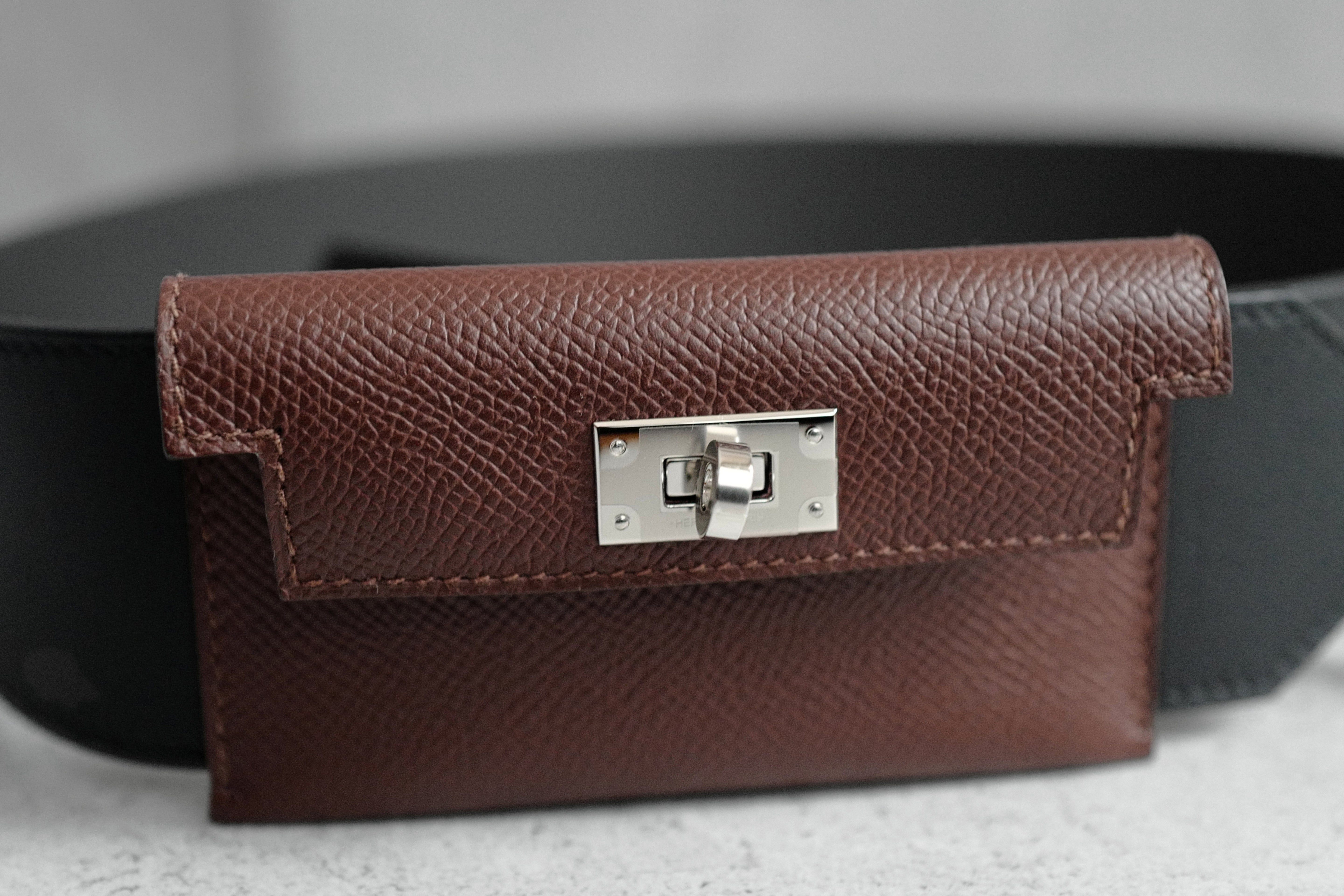 Hermès Kelly Pocket Bag Strap Noir/Terre Swift Epsom Calfskin 105 mm