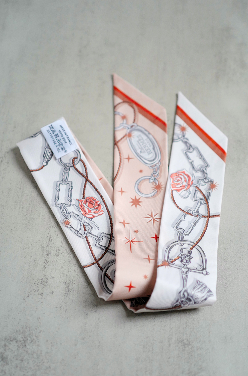 Hermès C’est La Fête Twilly Beige Rose / Caramel / Blanc