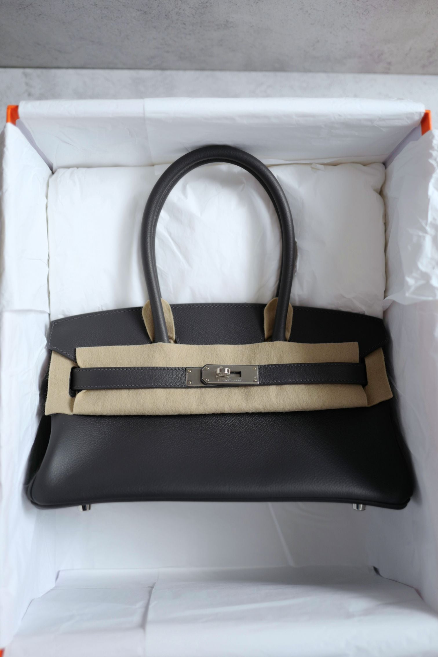 Hermès Birkin Shoulder Light Ardoise Veau Leather PHW K Stamp