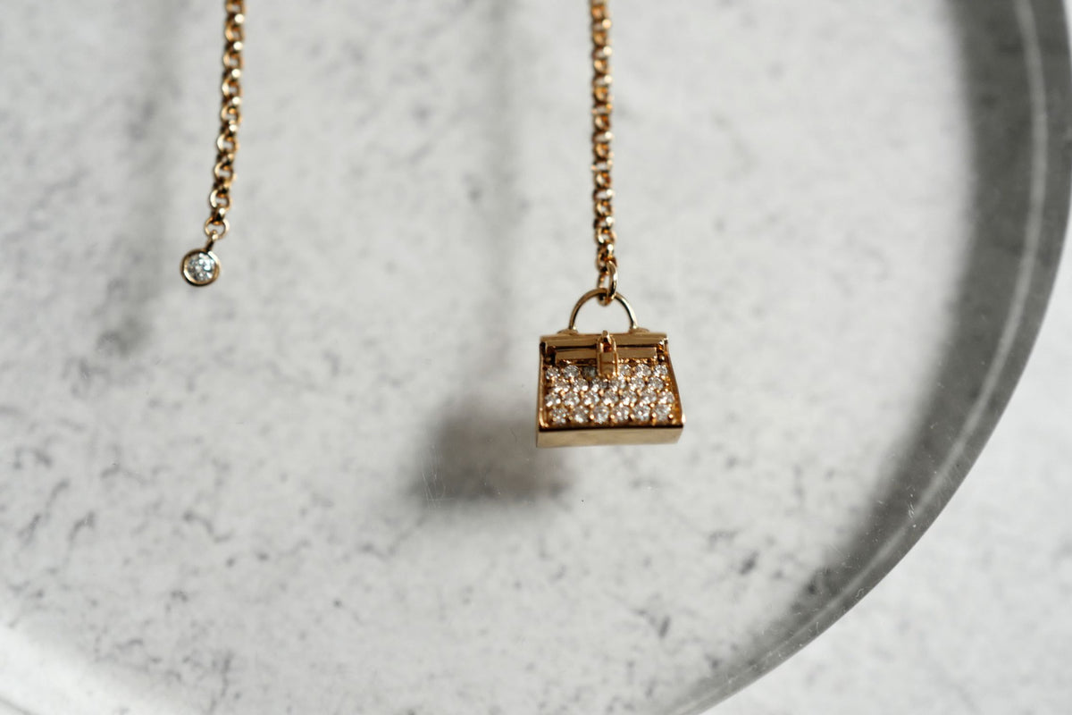 Hermes 18K Chaine Amulette Kelly Diamonds Rose Gold Ear Studs Earrings BNIB $10K