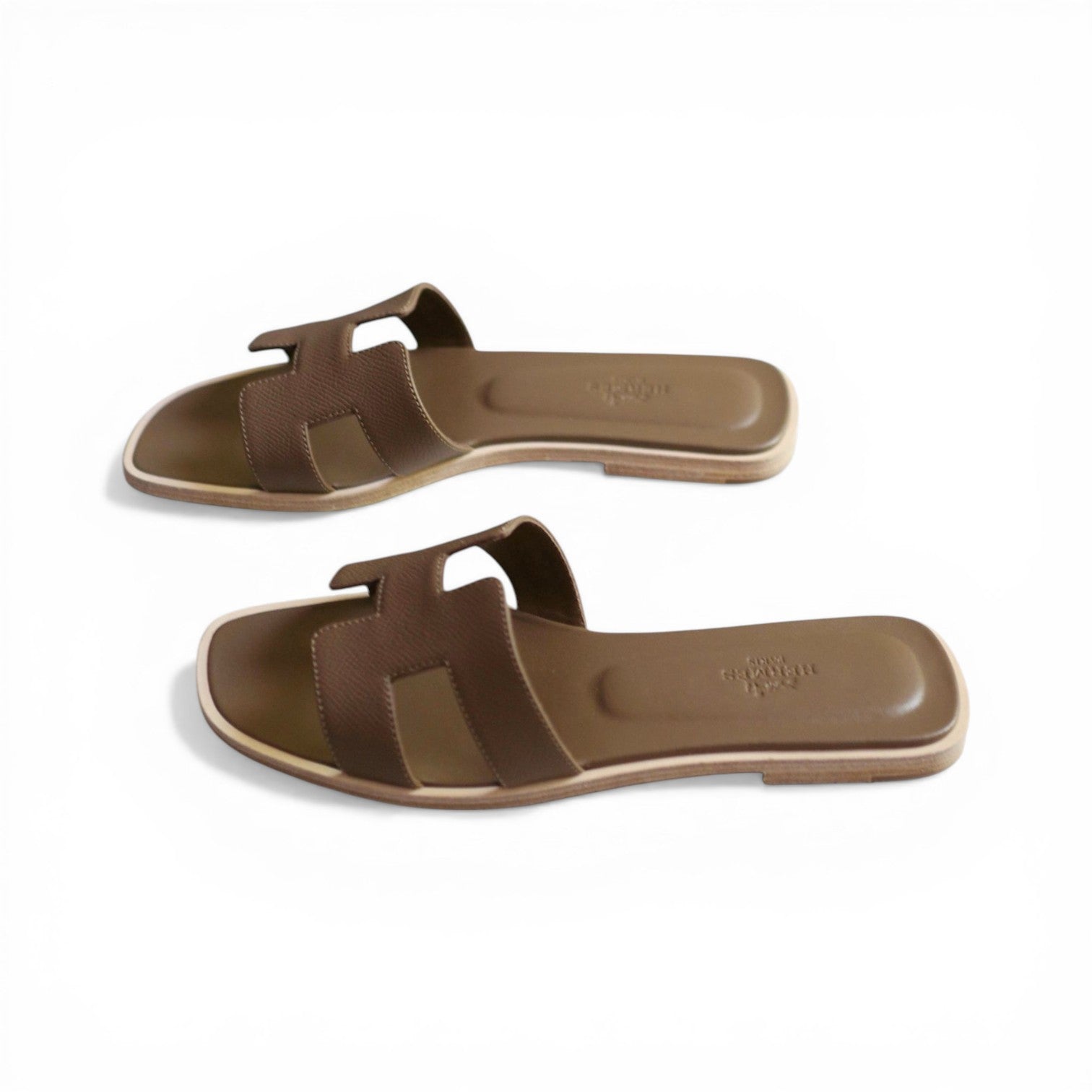 Hermès Oran Sandal Étoupe Calfskin Leather Size 38