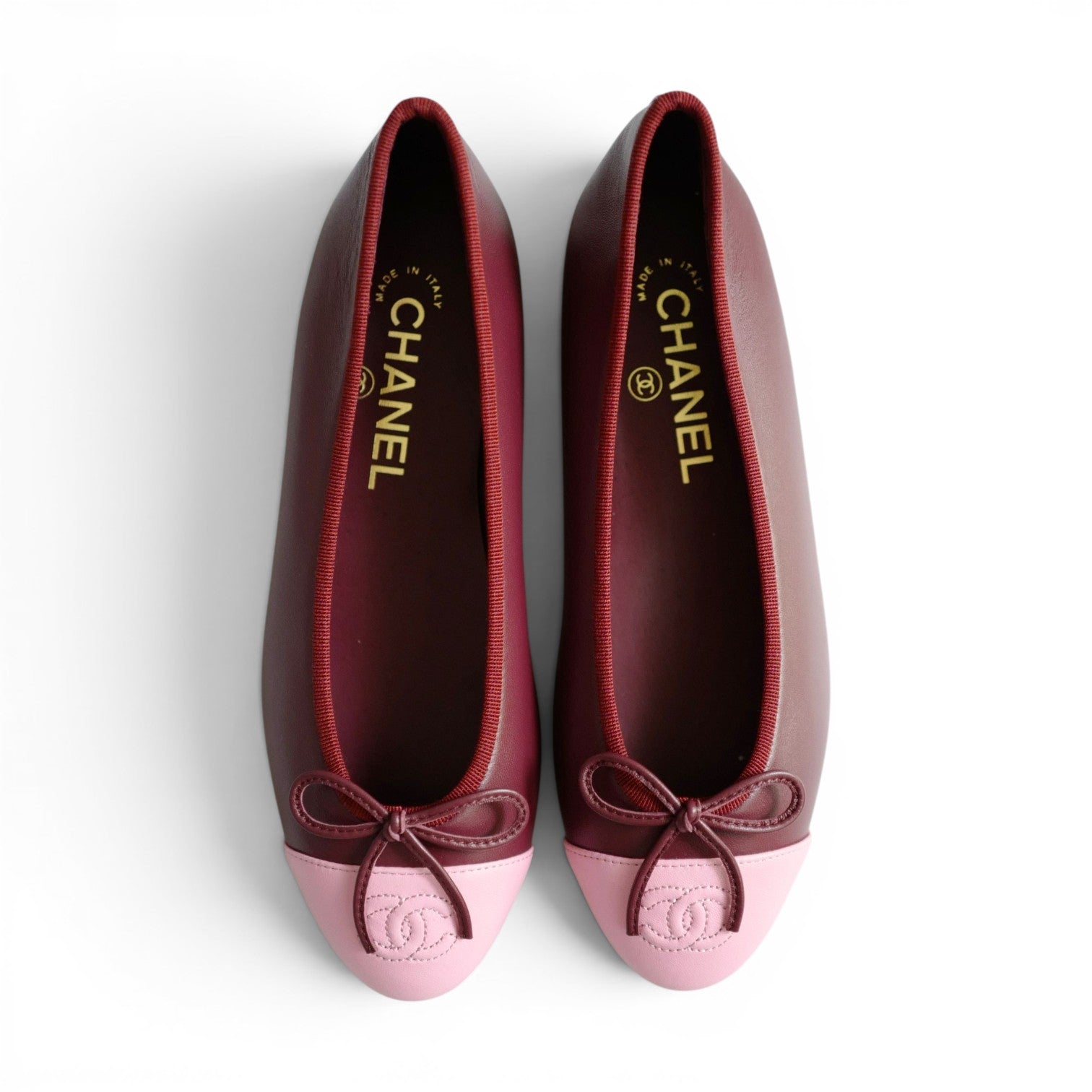 Chanel 26S Matthieu Blazy's Ballet Flats Burgundy Pink Lambskin Size 36C