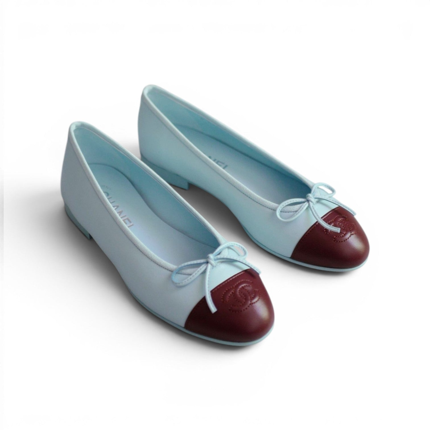 Chanel 26S Matthieu Blazy's Ballet Flats Burgundy Blue Lambskin Size 37