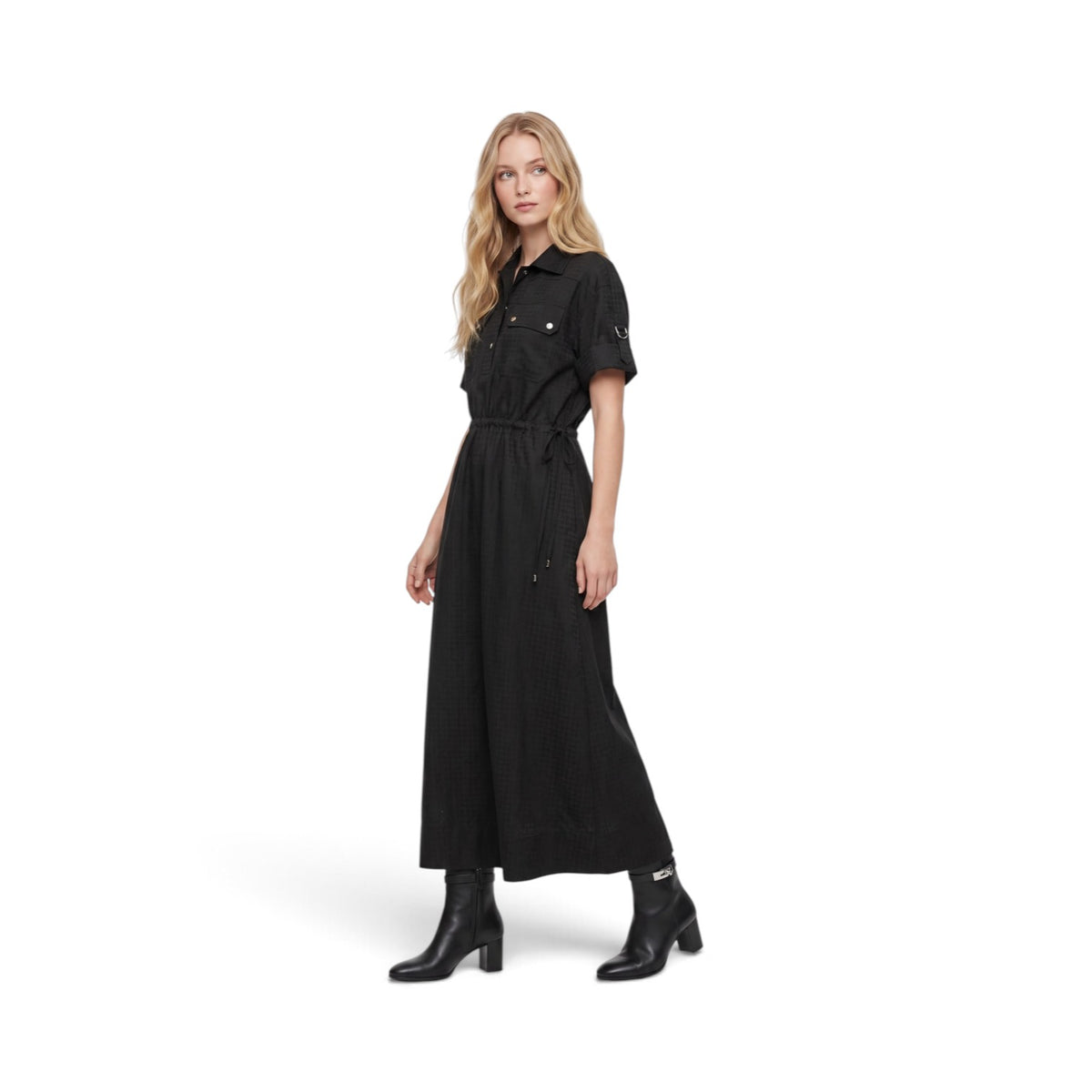 NEW Hermes "Mosaique" short-sleeve dress Noir Size 38