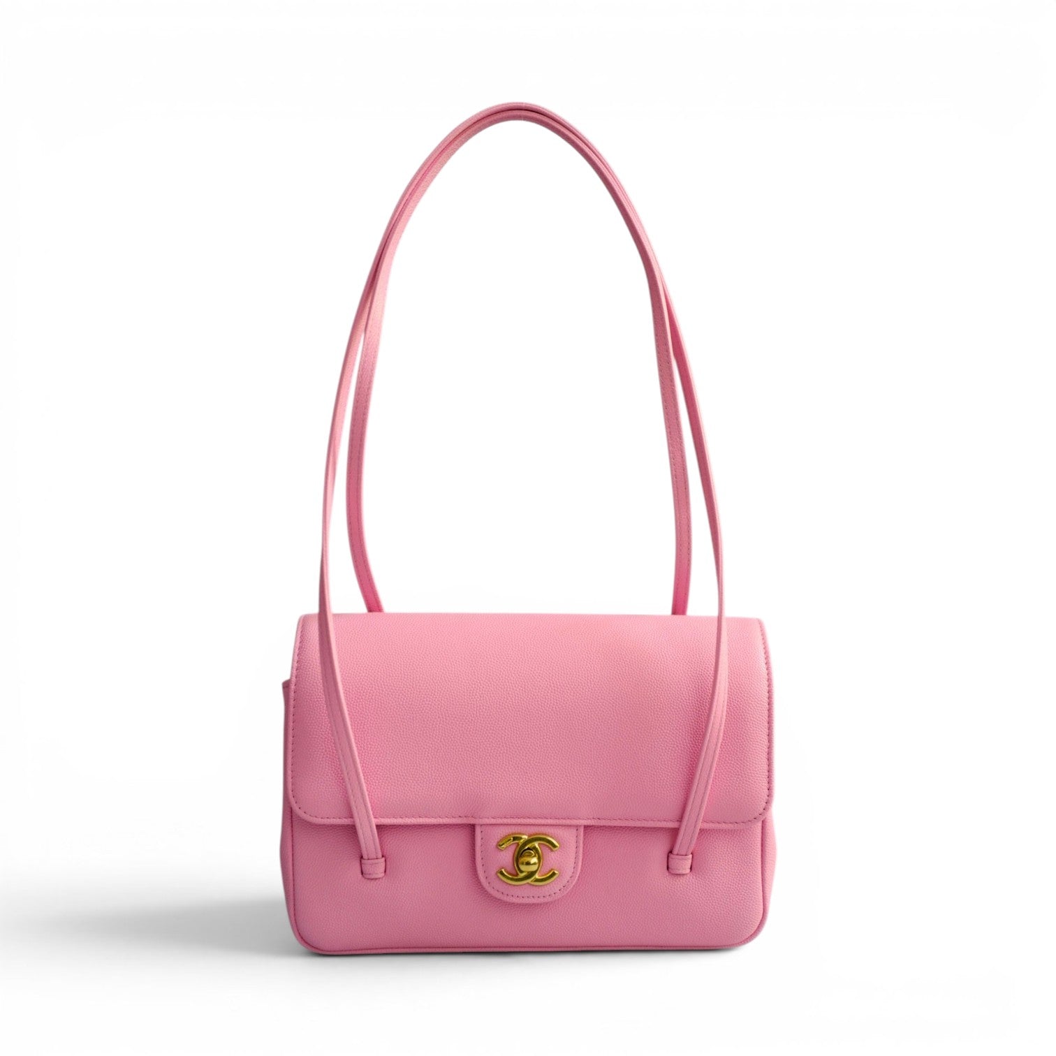 NEW Chanel 26S Preppy Coco 22 Small Pink Grained Shiny Calfskin Gold Hardware