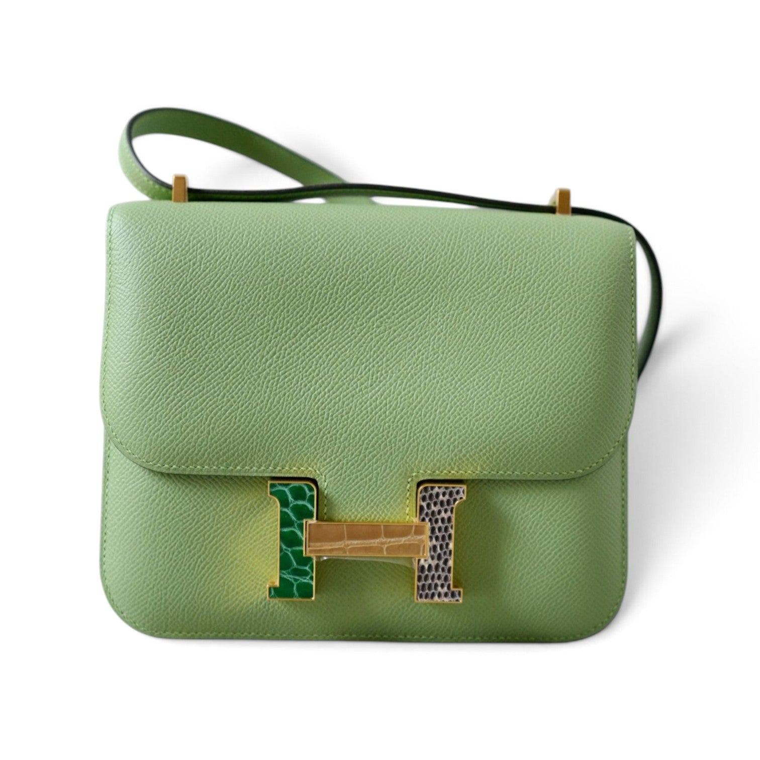 Hermes Constance 18 Vert Criquet Epsom Leather Bag Exotic Buckle GHW