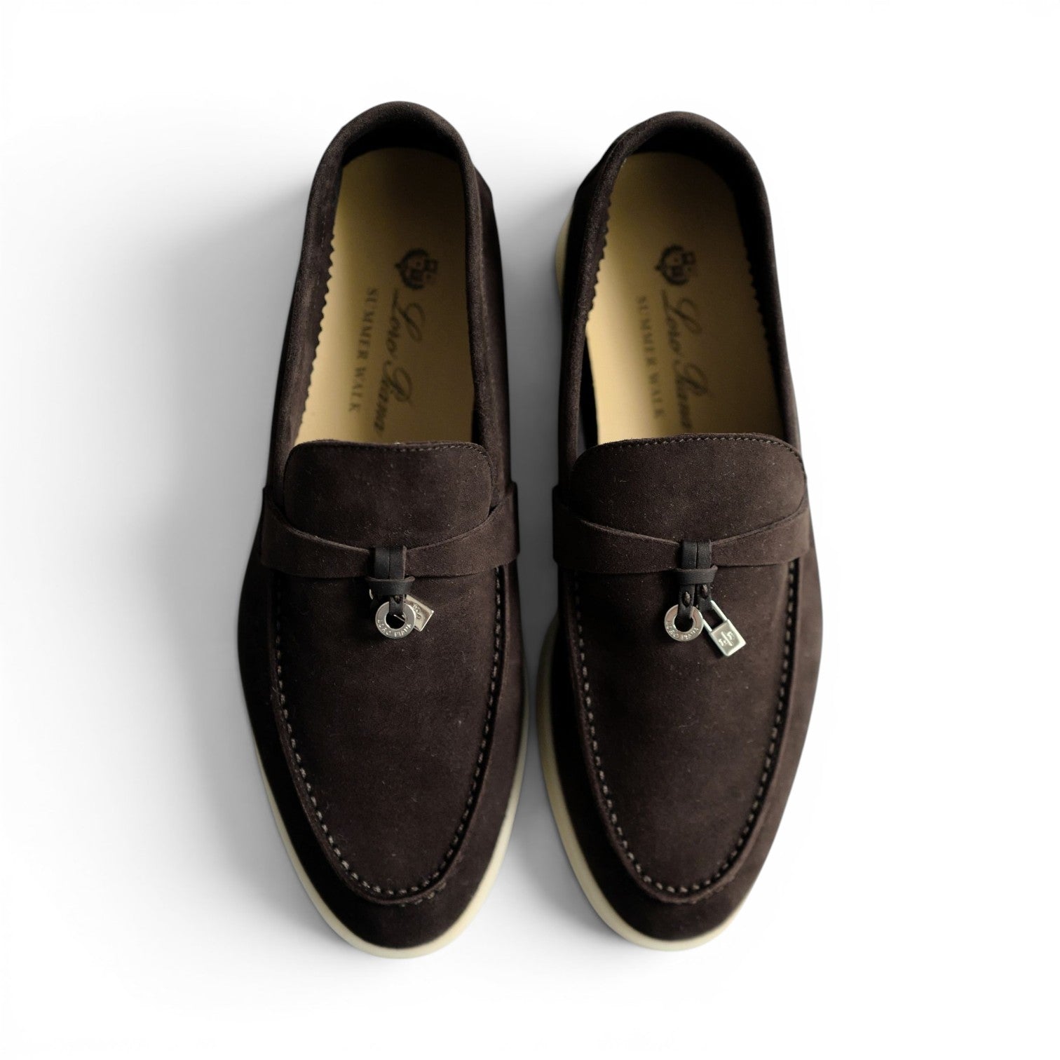 Loro Piana Summer Charms Walk Loafer Chocolate Suede Calfskin Size 37