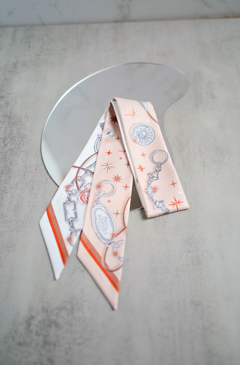 Hermès C’est La Fête Twilly Beige Rose / Caramel / Blanc