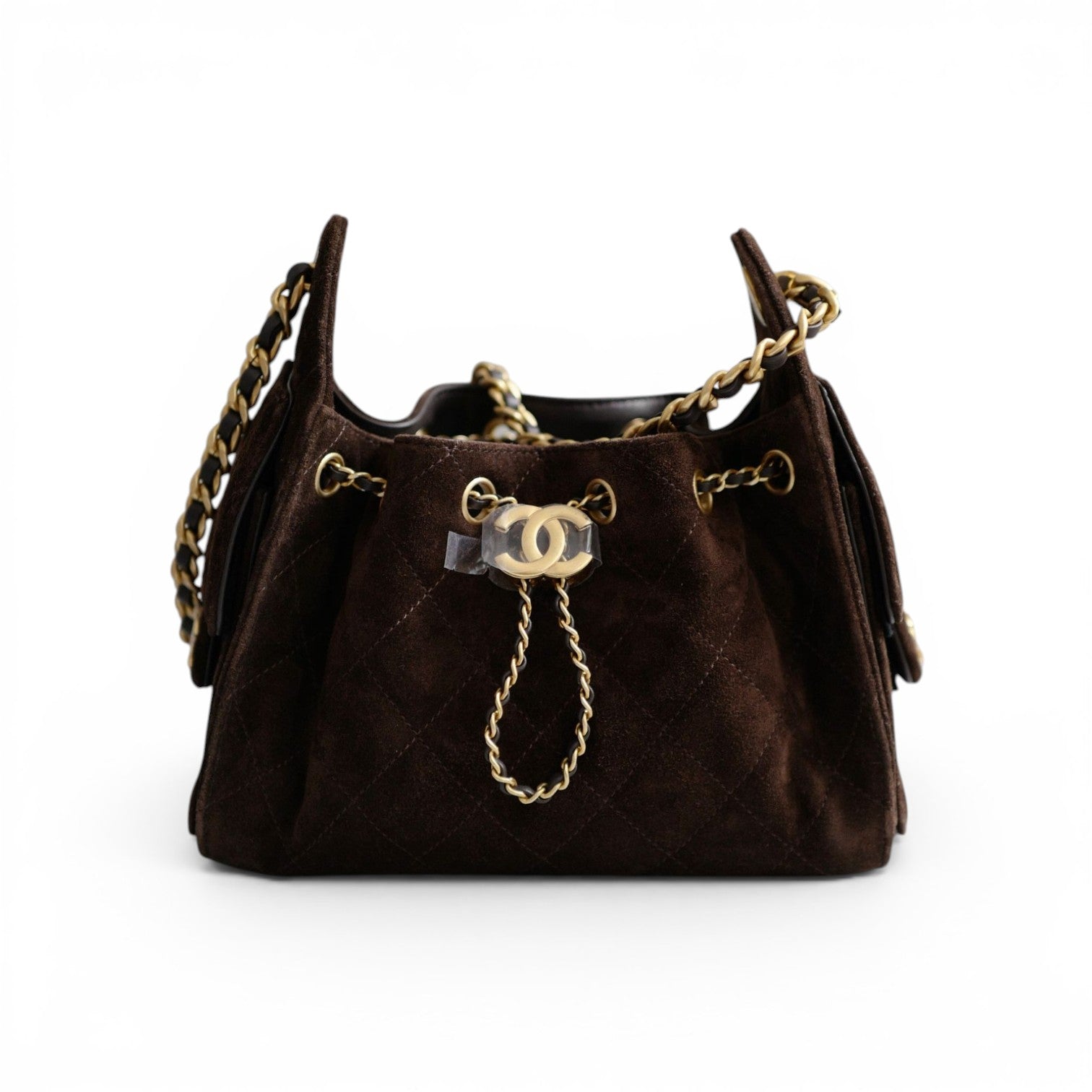 Chanel 26C Mini Hobo Dark Brown Suede Calfskin Gold Hardware