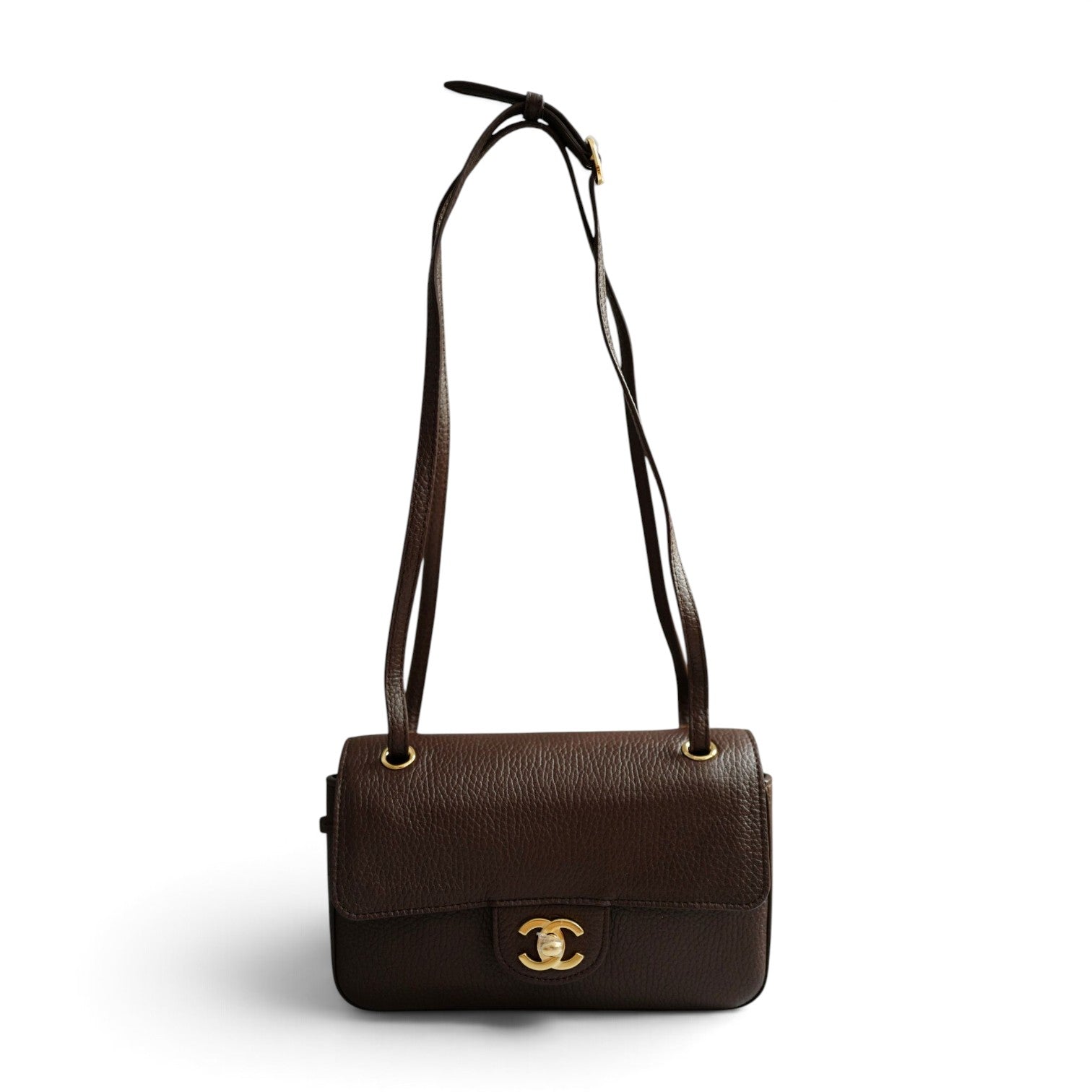Chanel 26B Pre Fall Winter Mini Flap Bag Chocolate Brown Grained Calfskin GHW