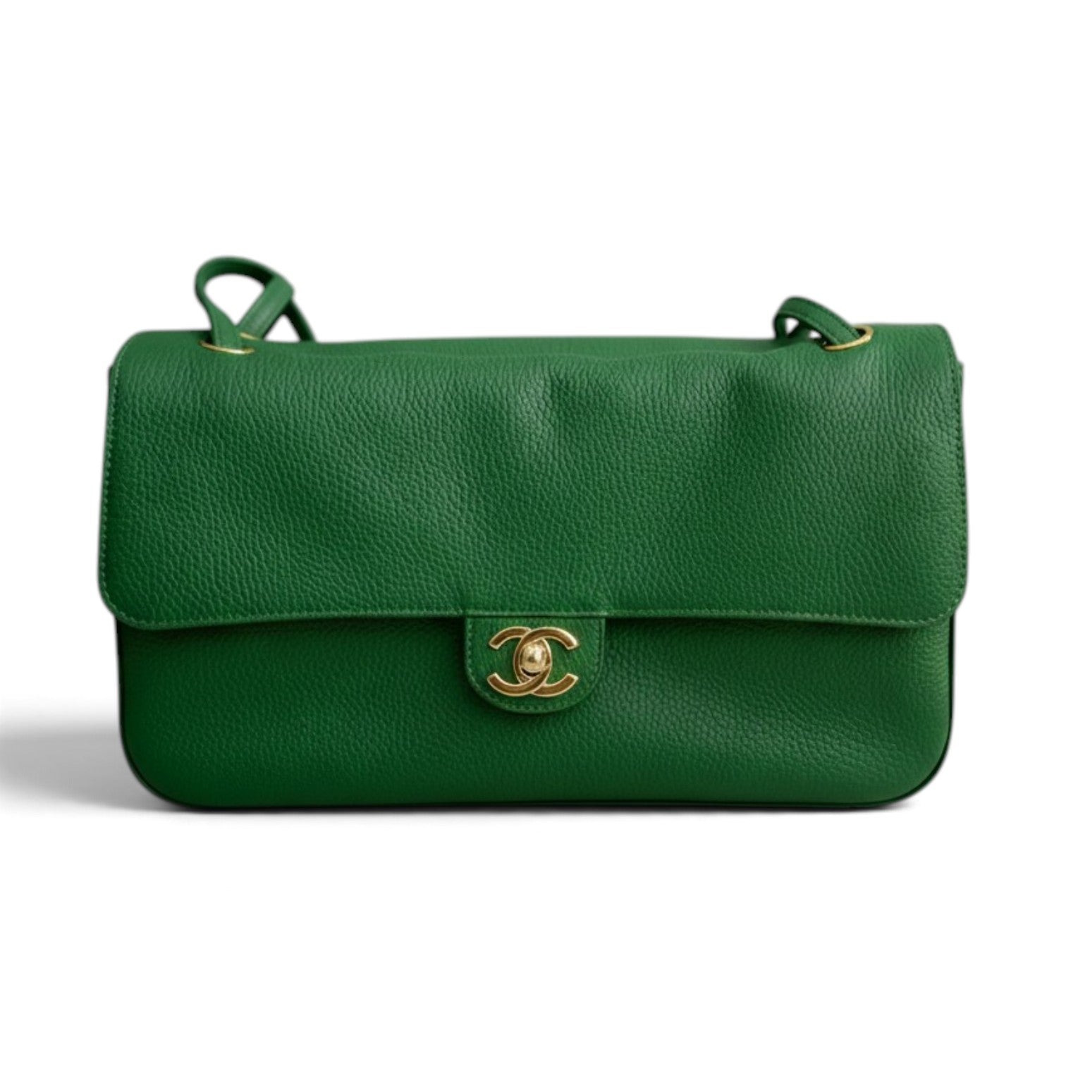 Chanel 26A Maxi 32 Flapbag "Matthieu Blazy" Green Grained Calfskin Gold Hardware