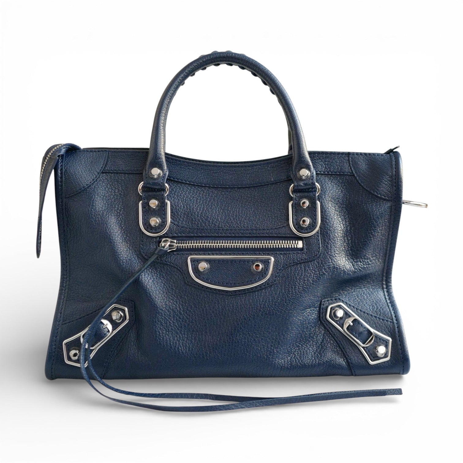 Balenciaga city small in Navy Silver Hardware