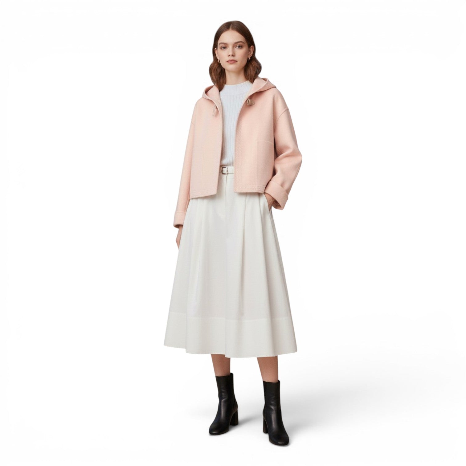 Hermès Paletot à Capuche Rose Palomino Cashmere Size 40