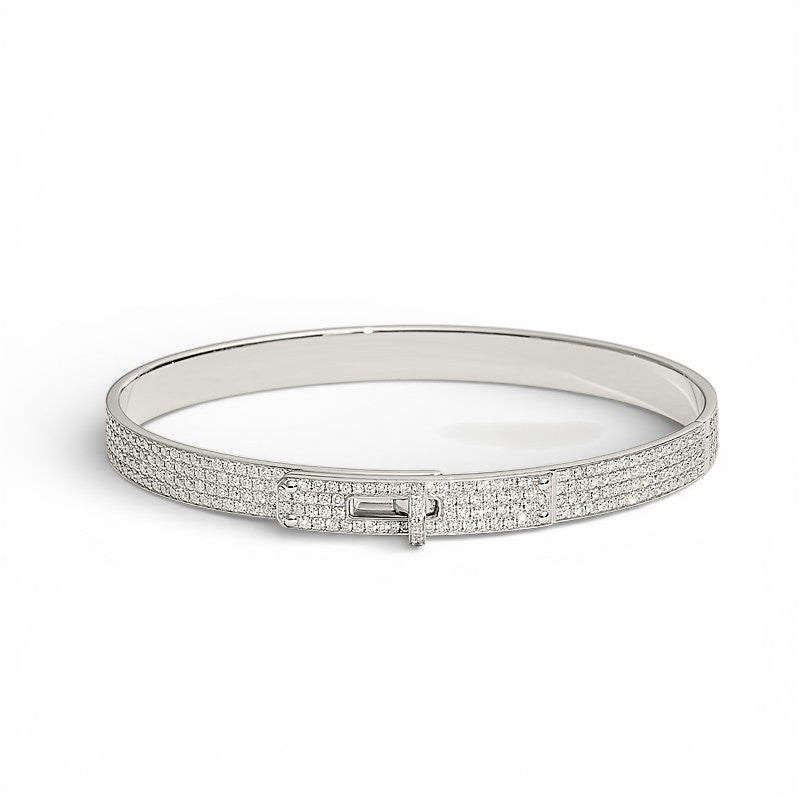Hermès Kelly Bangle Bracelet PM Full Diamond 18K White Gold Size SH