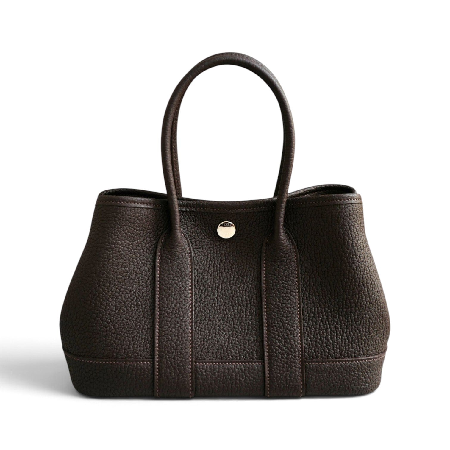 BNIB Hermes Mini Garden Party Neo 23 Bai Brun in Negonda Calfskin PHW G stamp