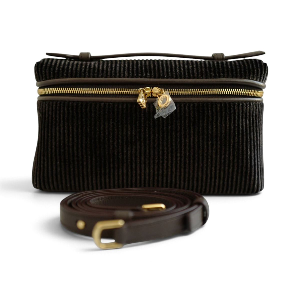 Loro Piana Extra Pocket L19 Dark Chocolate Corduroy Calfskin Sun Gold Hardware