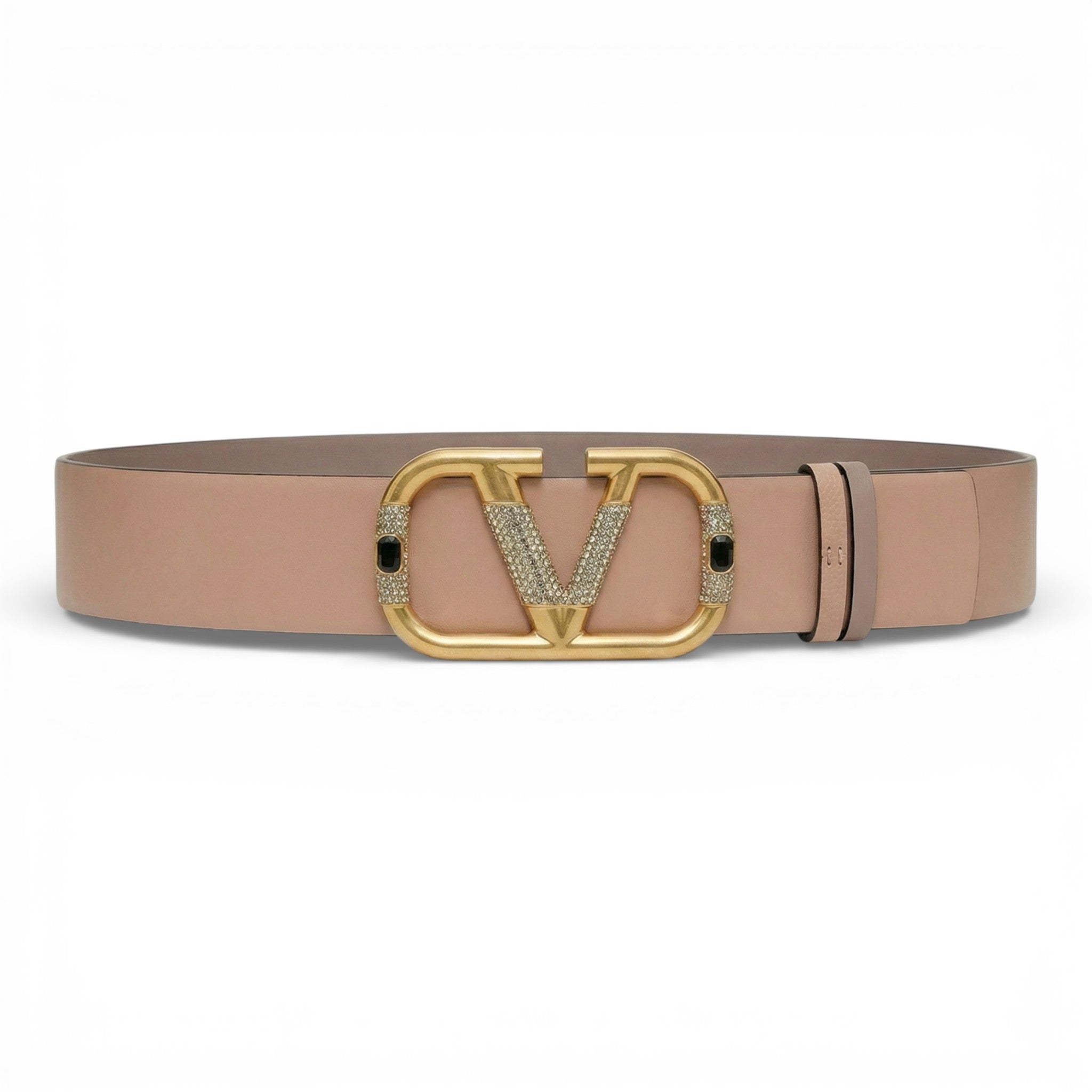 Valentino Vlogo Crystal Embellished Reversible Leather Belt Women's
