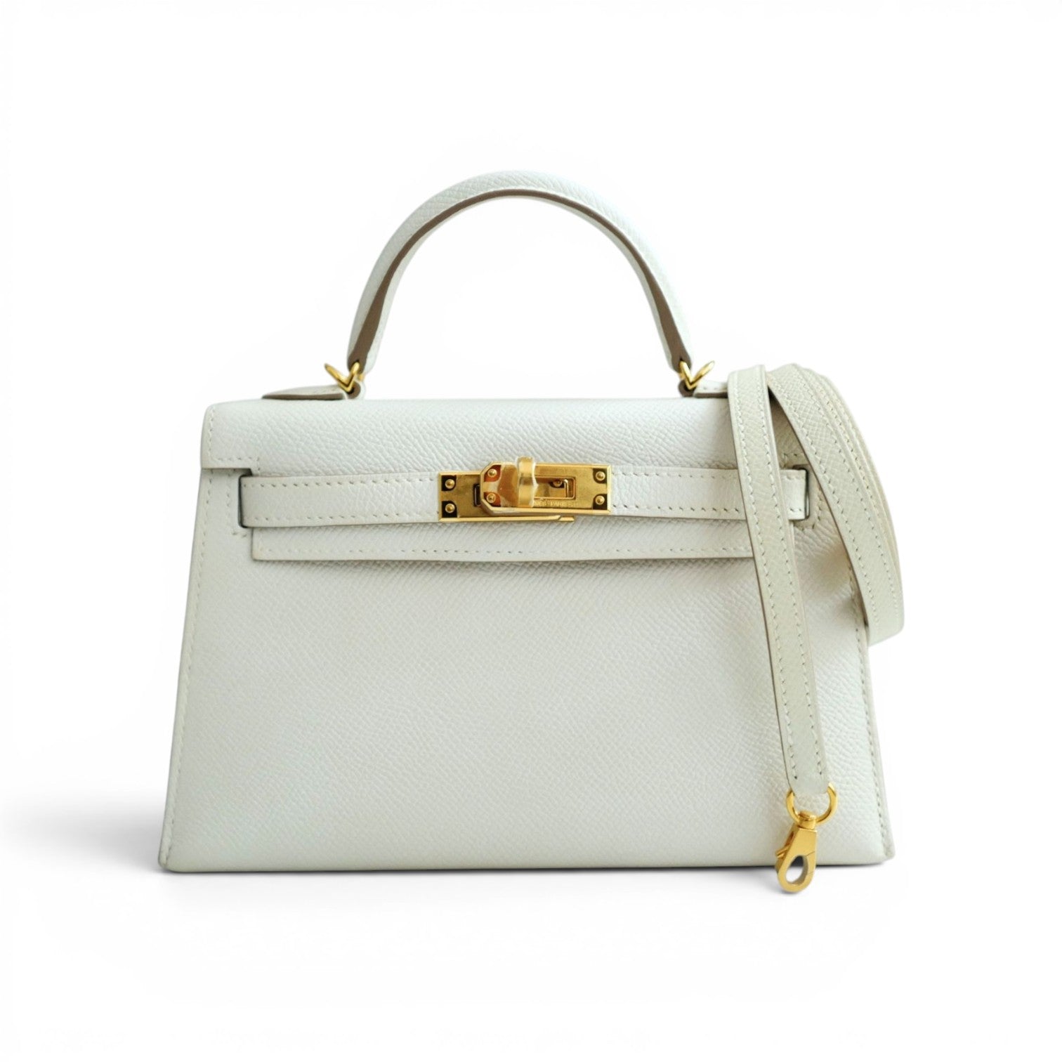 Hermès Mini Kelly 20 Gris Pale Epsom Leather Gold Hardware