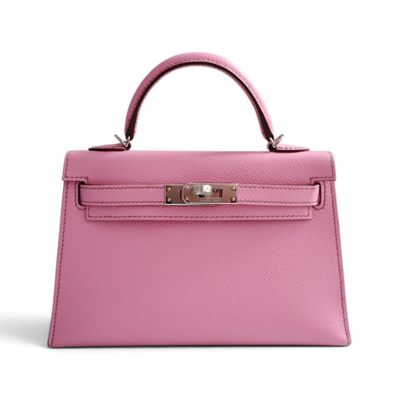 Hermes Mini Kelly 5P Bubblegum Pink Epsom Leather Palladium Hardware