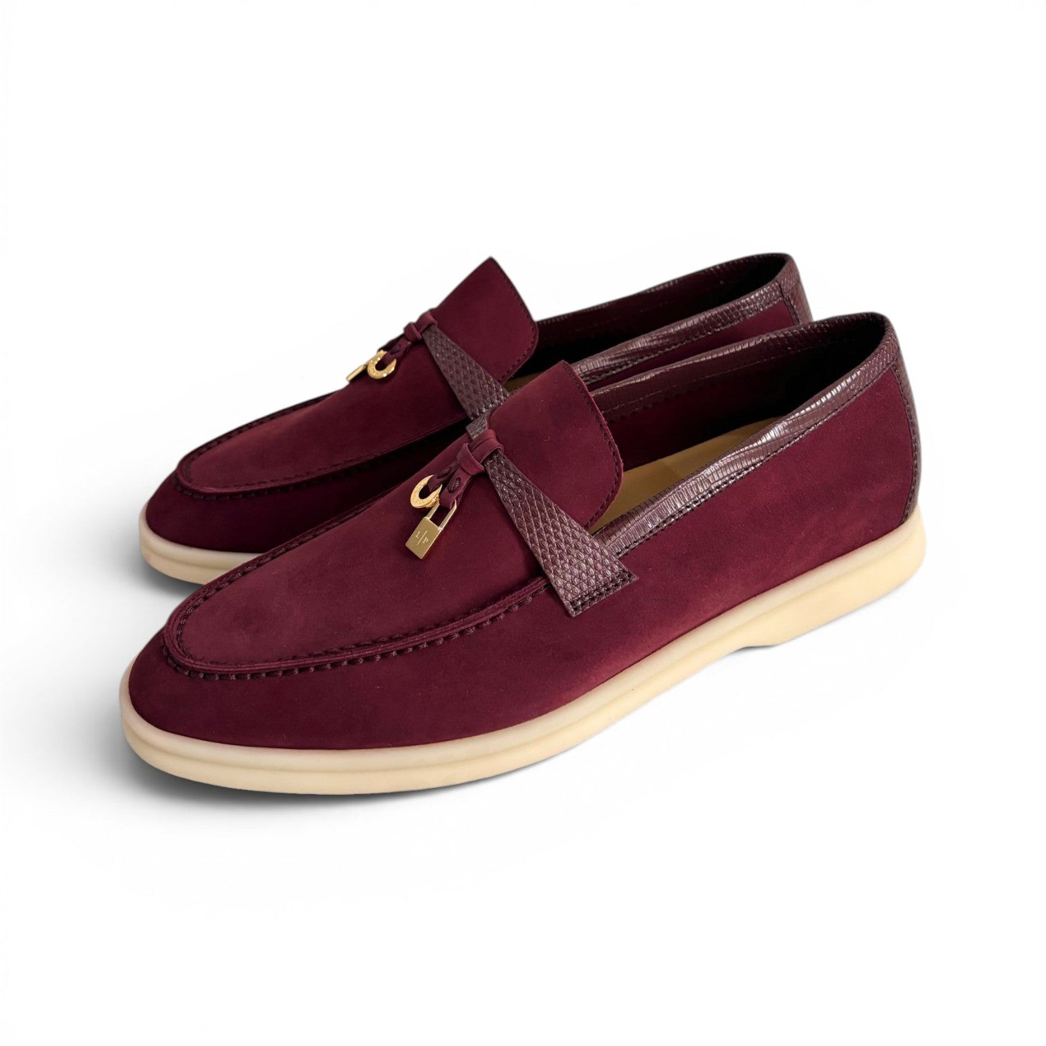 Loro Piana Summer Charms Walk Loafers Azuki Beans Lizard/Suede 37 Limited Ed