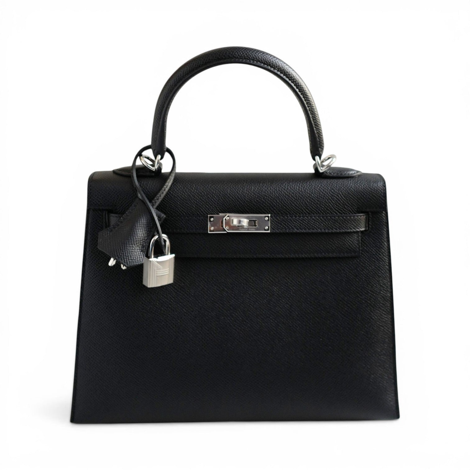 Hermès Kelly 25 Black Epsom Sellier Palladium Hardware K Stamp 2026