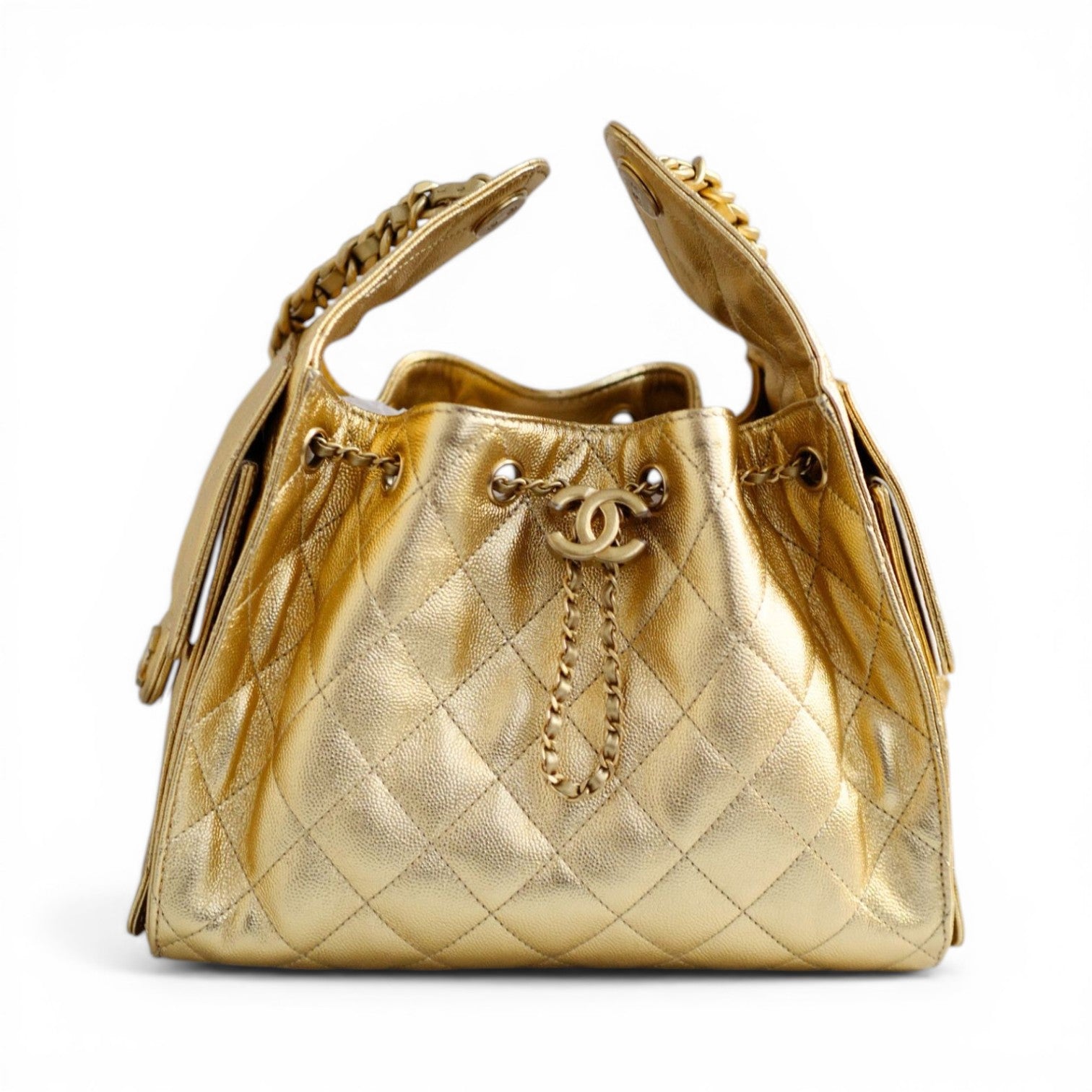 Chanel 26C Small Hobo Gold Metallic Grained Calfskin Gold Hardware