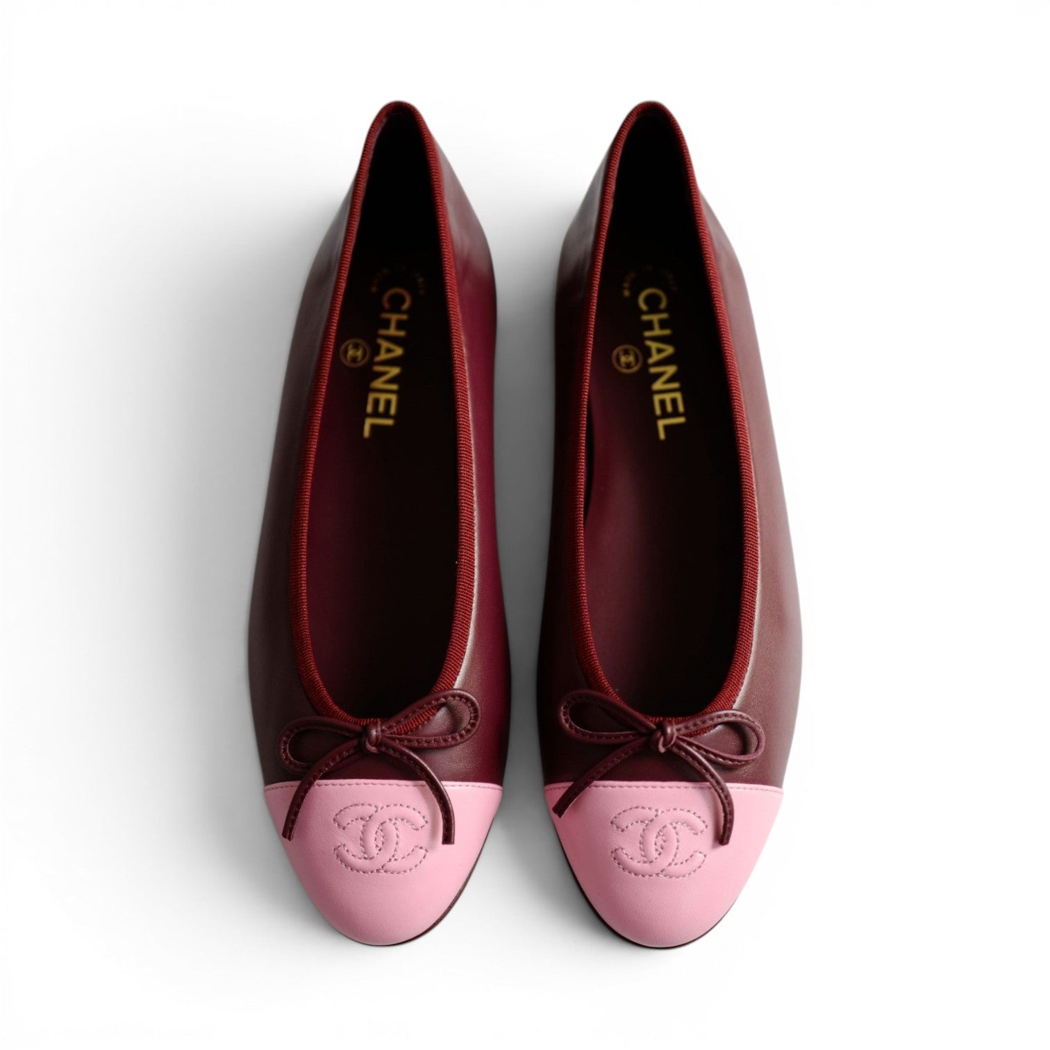 Chanel 26S Matthieu Blazy's Ballet Flats Burgundy Pink Lambskin Size 37C