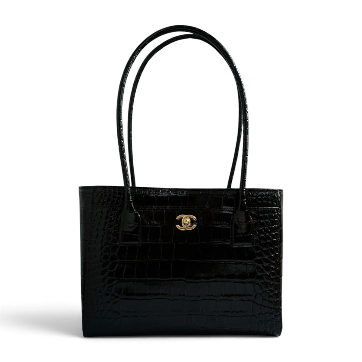 Chanel 26k Matthieu Blazy's Small Tote Black Crocodile Embossed Calfskin GHW