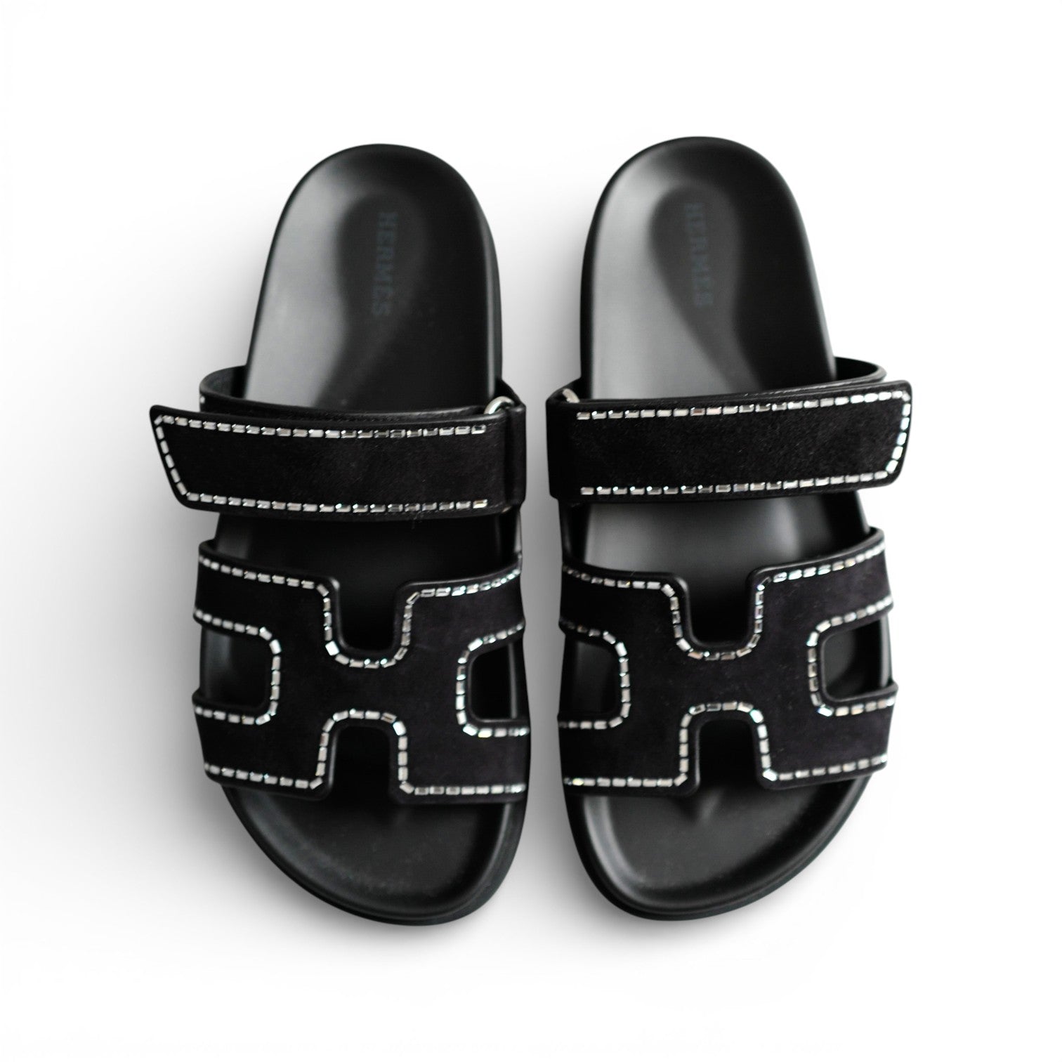 *BNIB* Hermes Womens Chypre Noir with Rhinestone Detail Calfskin Suede Size 37