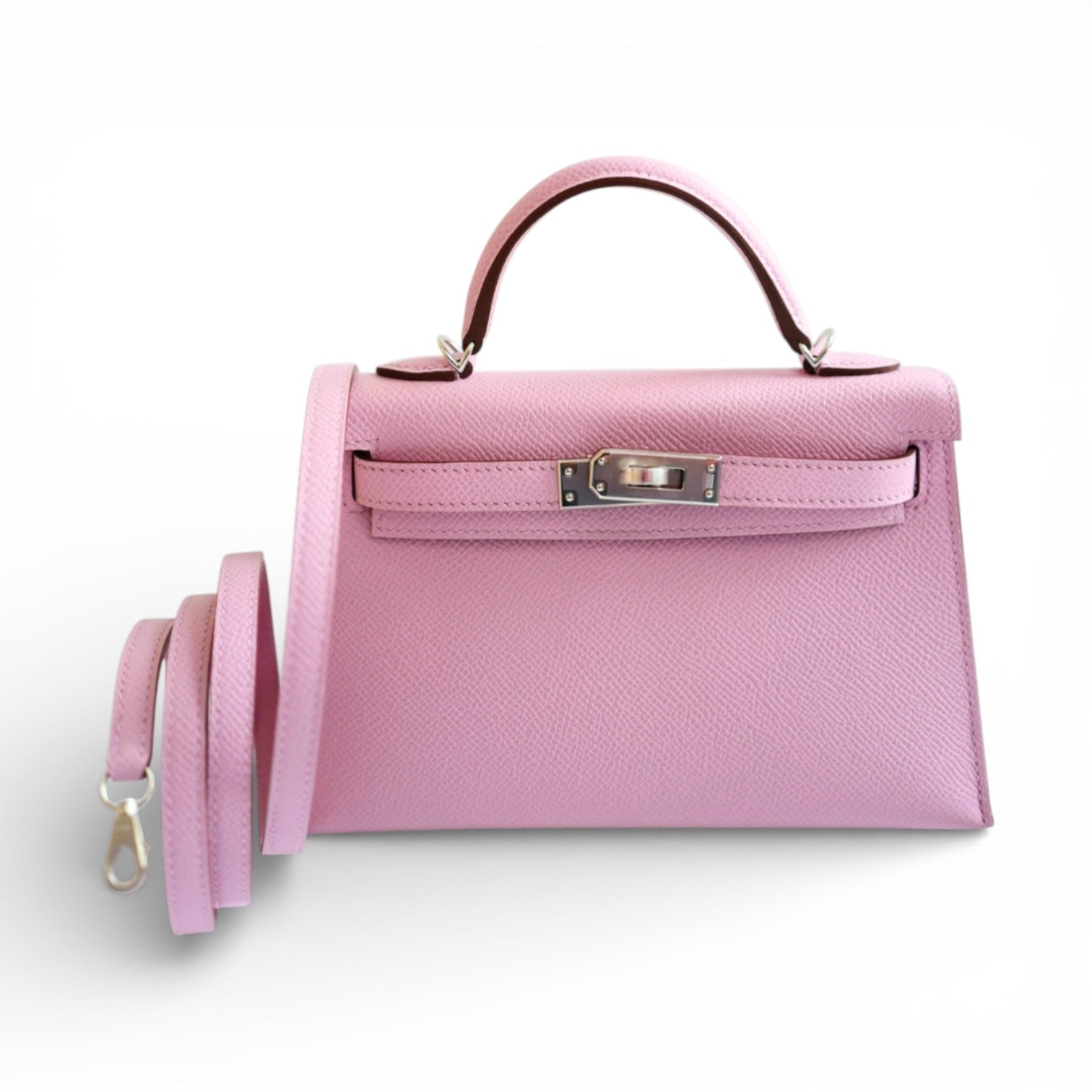 Hermès Mini Kelly Mauve Sylvestre Epsom Leather Palladium Hardware K Stamp
