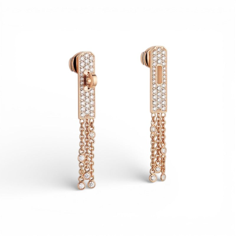 Hermès Kelly Gavroche Earrings 18K Rose Gold Diamond Small Model