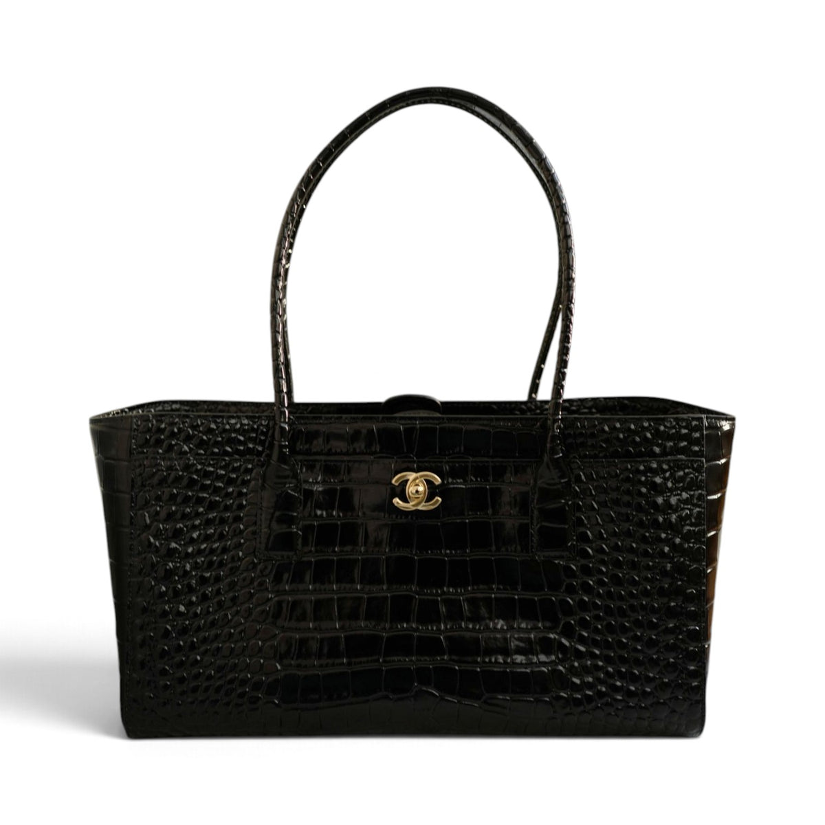 NEW Chanel 26K Matthieu Blazy's Small Tote Black Croc Embossed Calfskin GHW