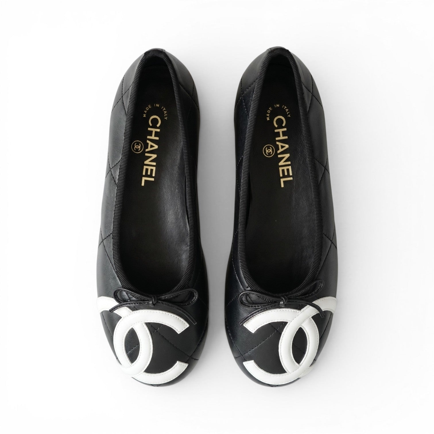 Chanel 26M Coco Beach Ballet Flats Black Lambskin Size 37.5