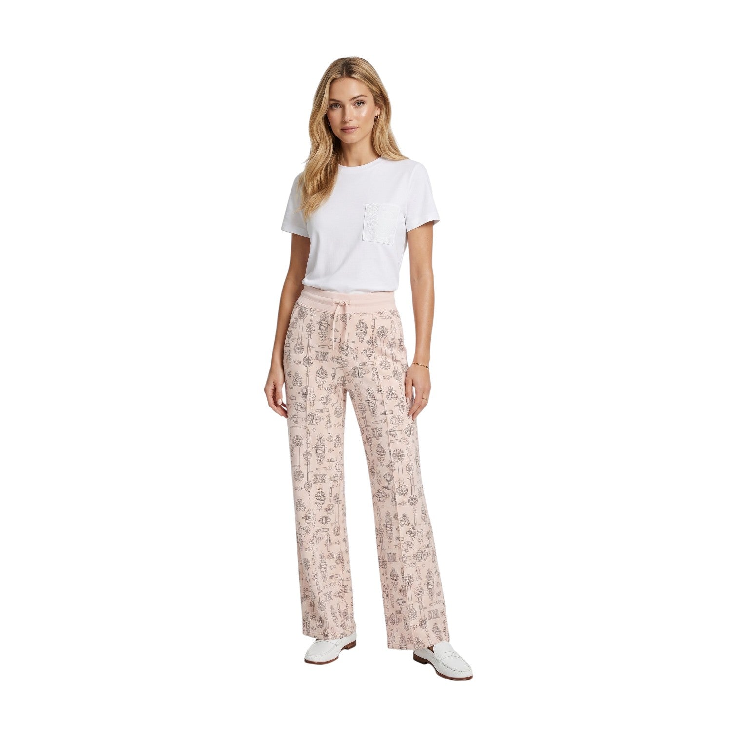 Hermes Wide Pants ‘Ferronnerie Remix’ Rose Opaline Cotton Size 34