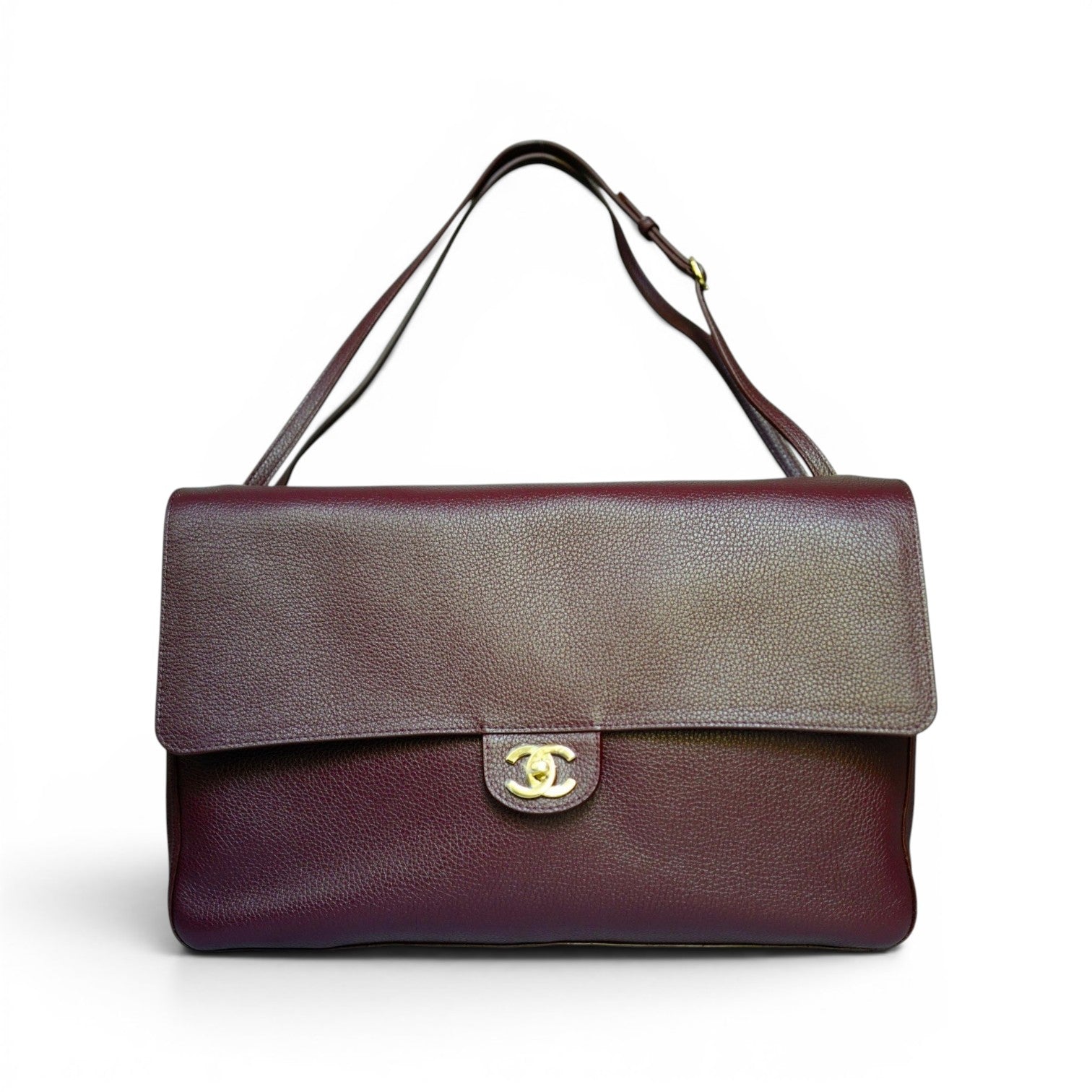 Chanel 26S Matthieu Blazy's Maxi 38 Flapbag Burgundy Grained Calfskin GHW