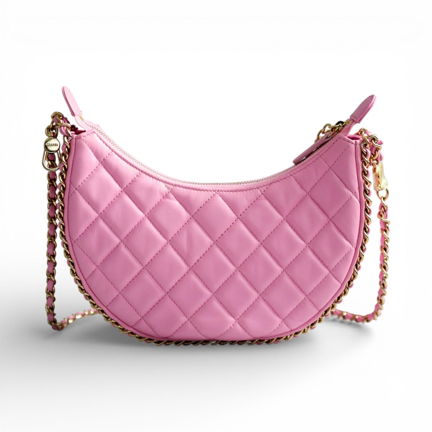 Chanel 23P Small Half Moon Hobo Bag In Lilac Pink With Gold Hardware