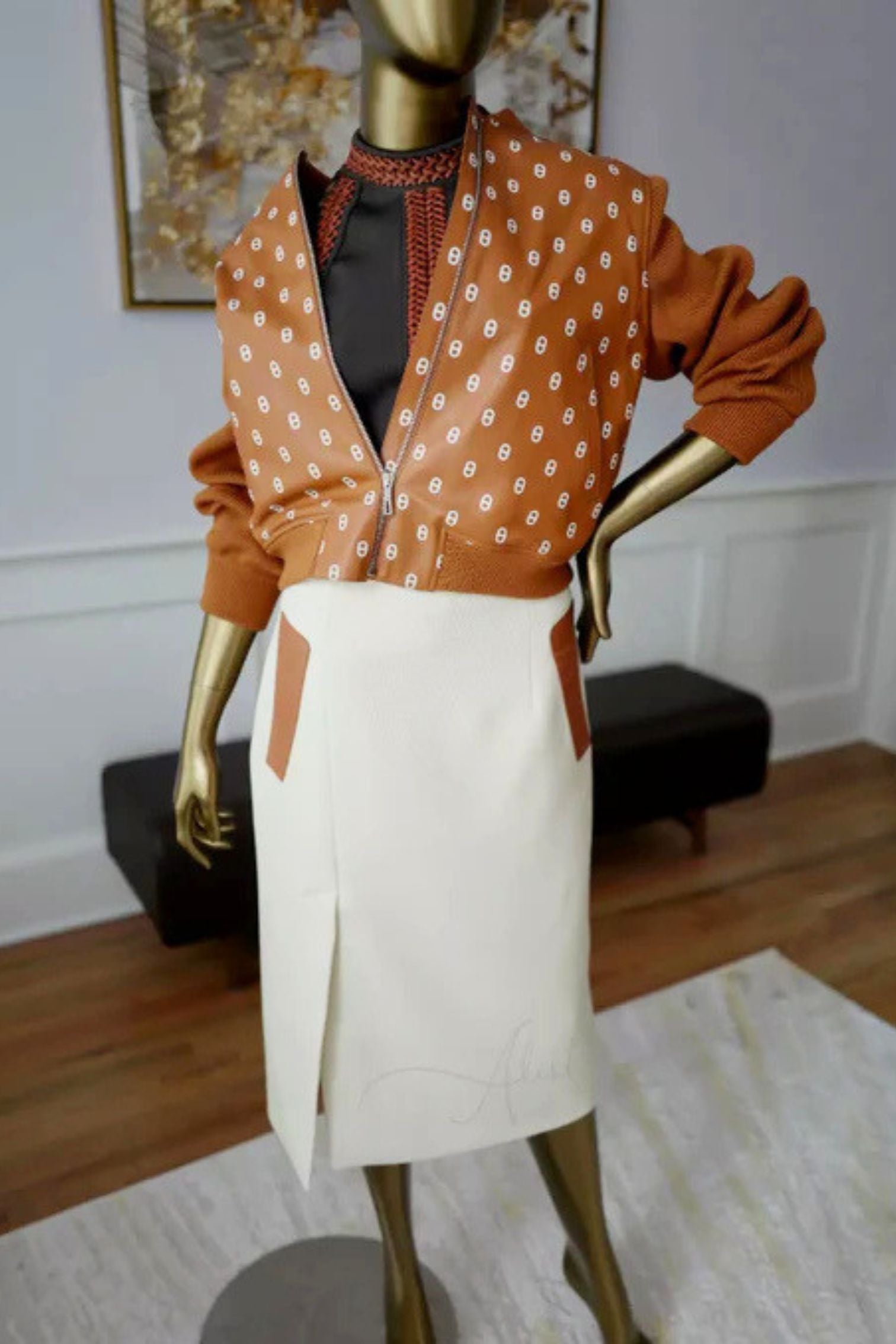NEW Hermes High Waisted Pencil Skirt Haute Cavalry sz 38 Blanc Natural SOLD OUT