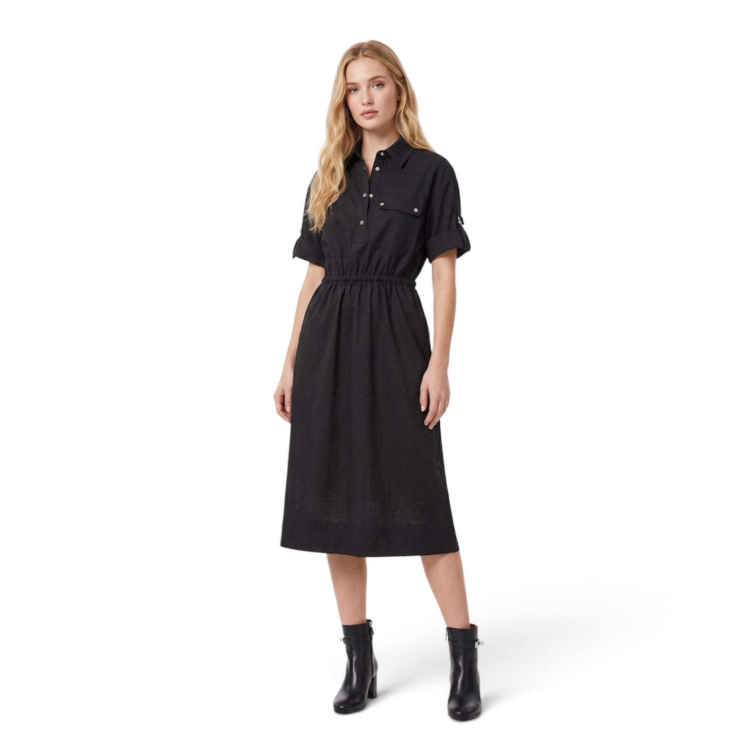 NEW Hermes "Mosaique" short-sleeve dress Noir Size 38