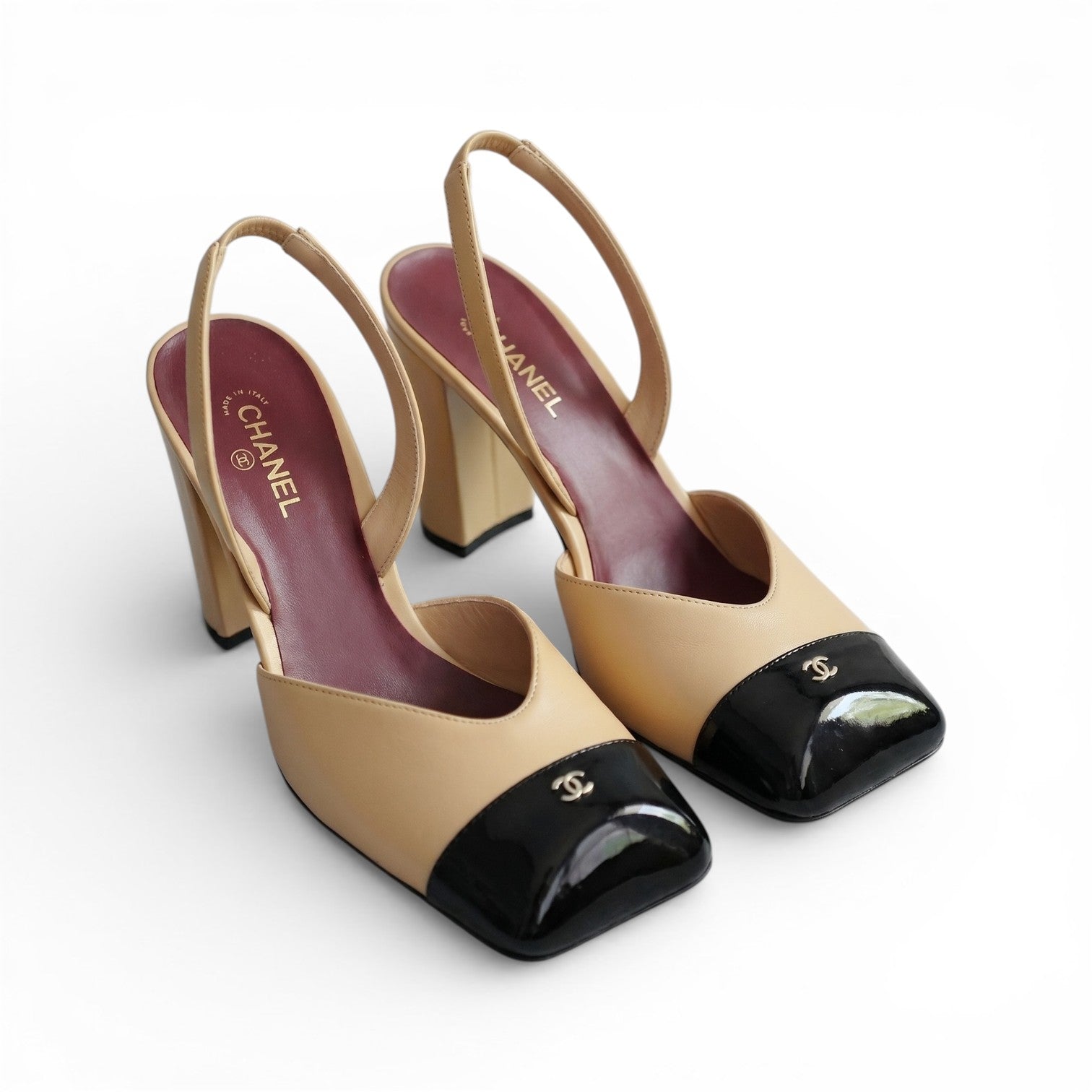 Chanel 26s Slingbacks Matthieu Blazy's Beige Black Lambskin Calfskin Size 38