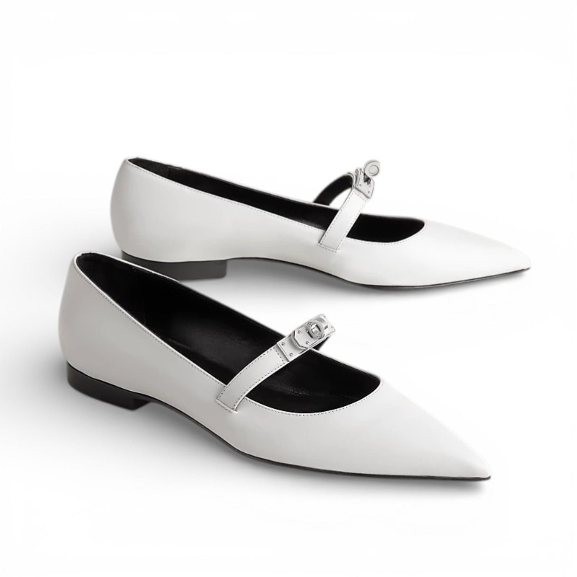Hermès Kelly Ballet Flats Gris Clair Calfskin Leather Size 38