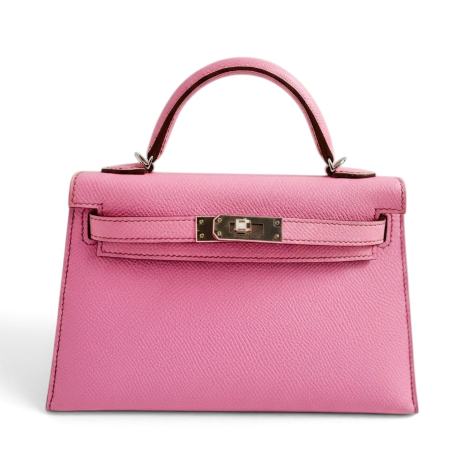 Hermes Mini Kelly 5P Bubblegum Pink Epsom Leather Palladium Hardware